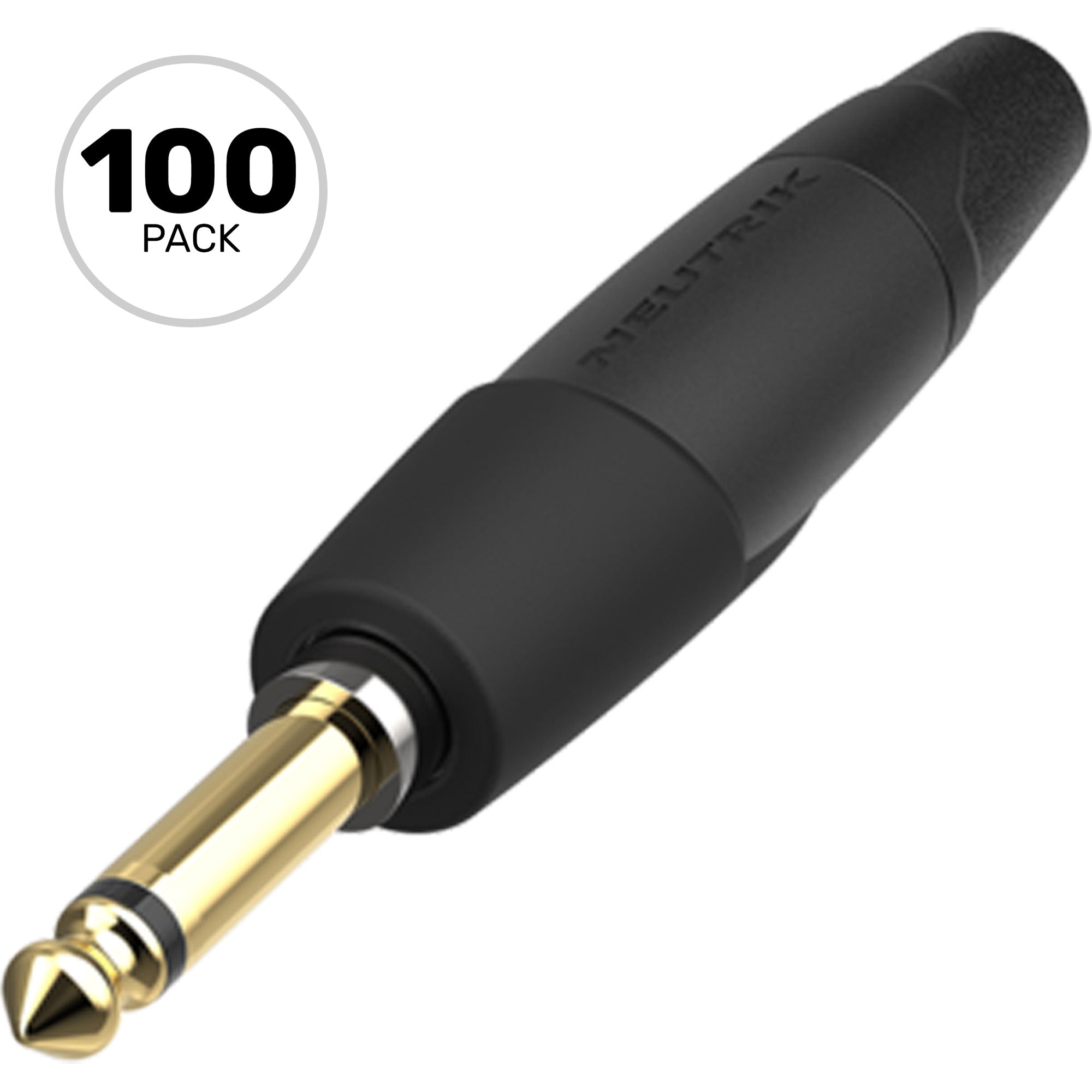 Neutrik NP2XX-SILENT-0 Professional 1/4" TS Mono silentPLUG STARDUST Edition (Black/Gold, 100 Pack)