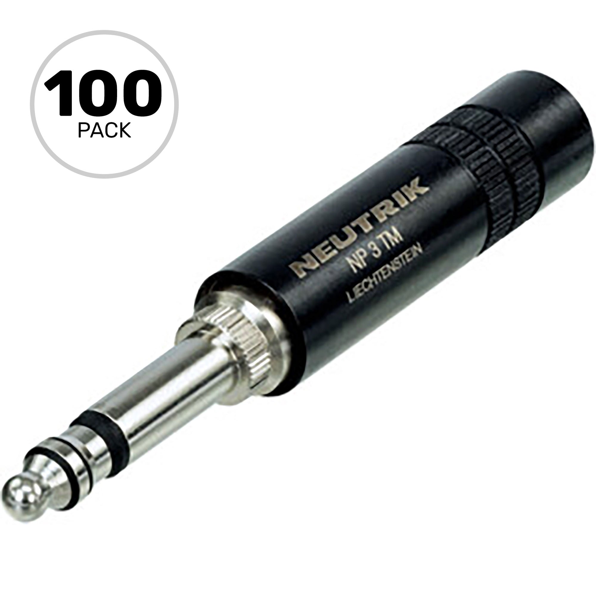 Neutrik NP3TM-B Professional 1/4" MIL-Plug MIL-P-642/2 Mil-Spec Plug (Black/Silver, Box of 100)
