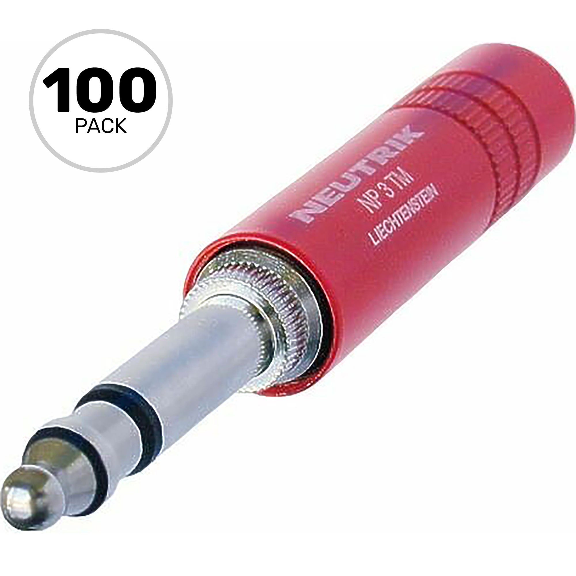 Neutrik NP3TM-R Professional 1/4" MIL-Plug MIL-P-642/2 Mil-Spec Plug (Red/Silver, Box of 100)