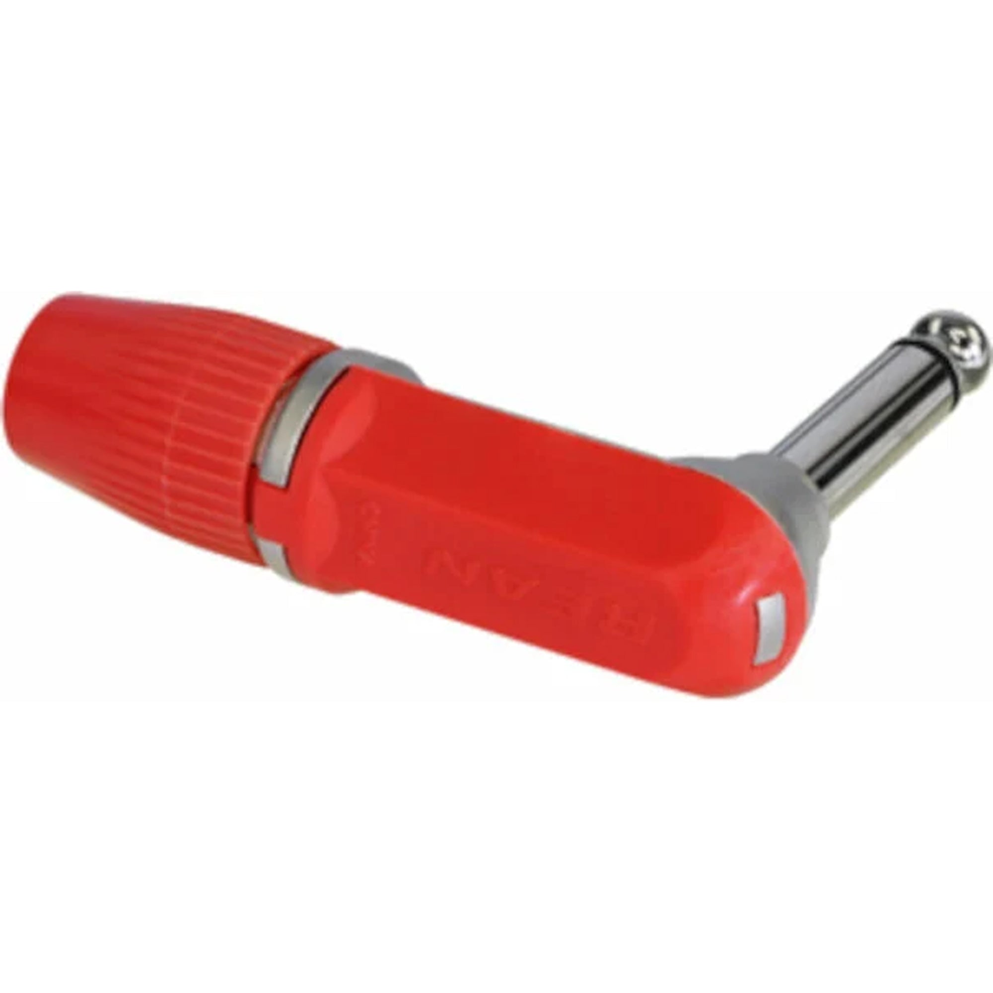 Neutrik Rean NYS207-2 Right-Angle 1/4" Mono Phone Plug with Red Boot (Nickel/Silver, Box of 100)