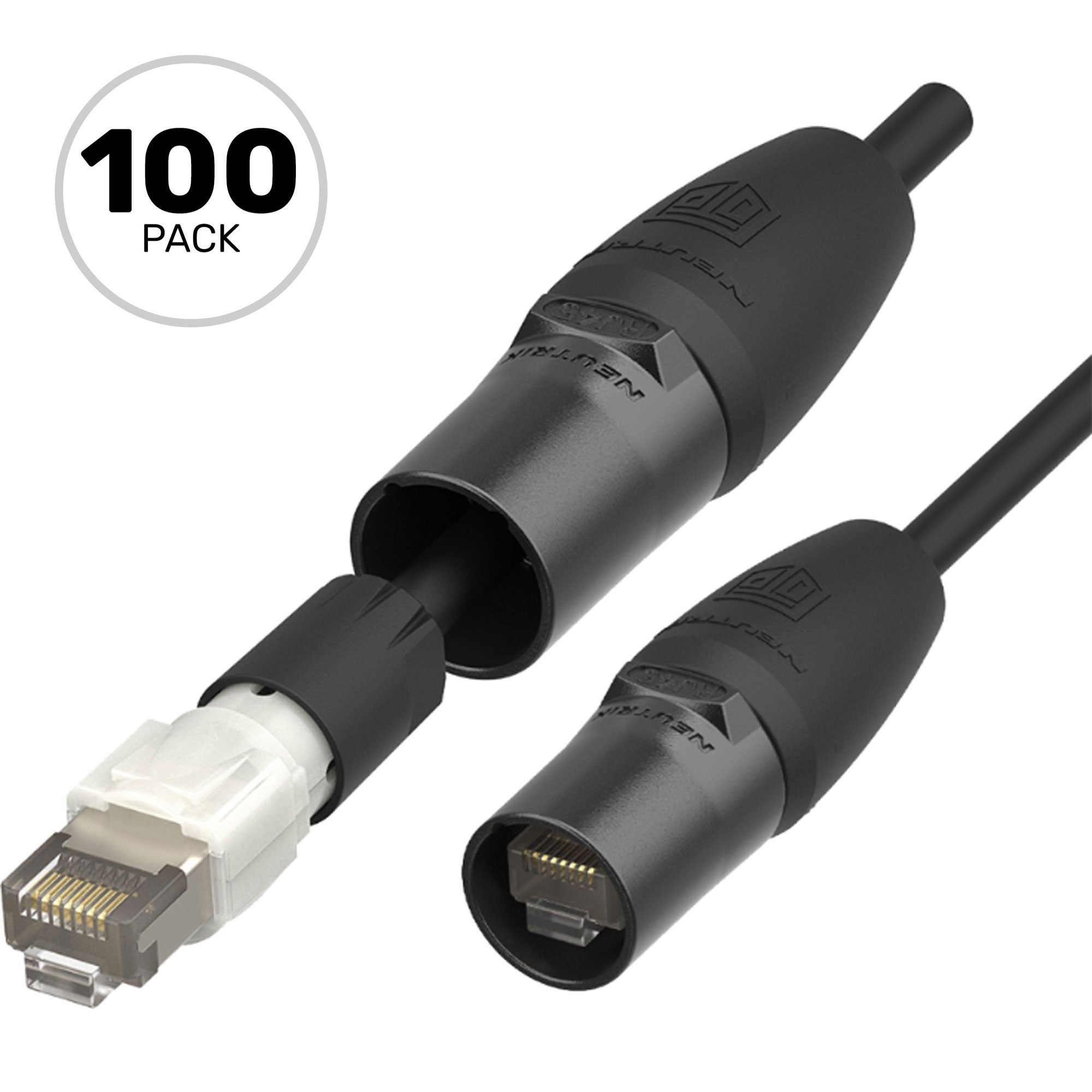 Neutrik NE8MXR-B-TOP etherCON Retractable RJ45 Cable Connector Carrier IP65 and UV Rated (Black, Box of 100)