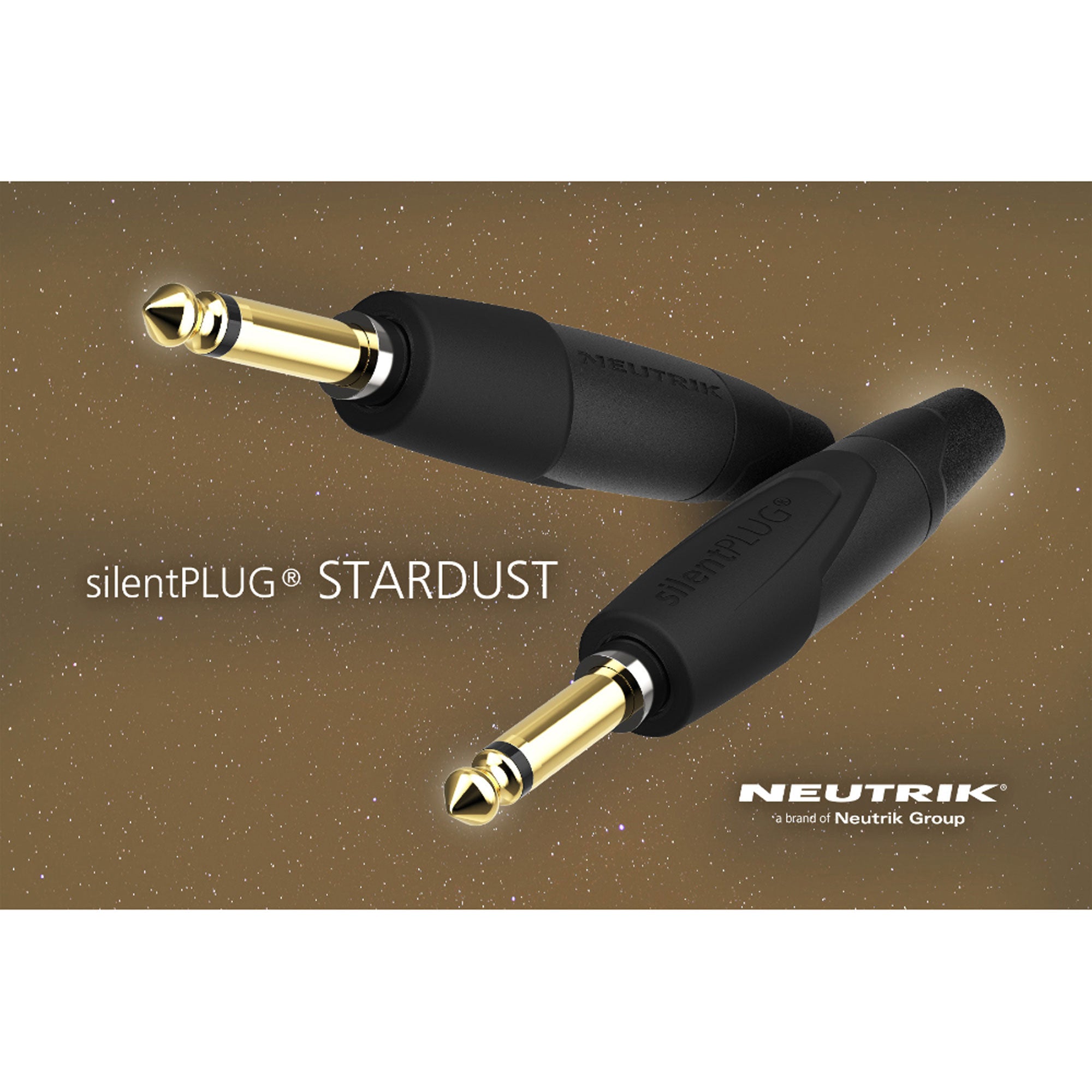 Neutrik NP2XX-SILENT-0 Professional 1/4" TS Mono silentPLUG STARDUST Edition (Black/Gold, 100 Pack)