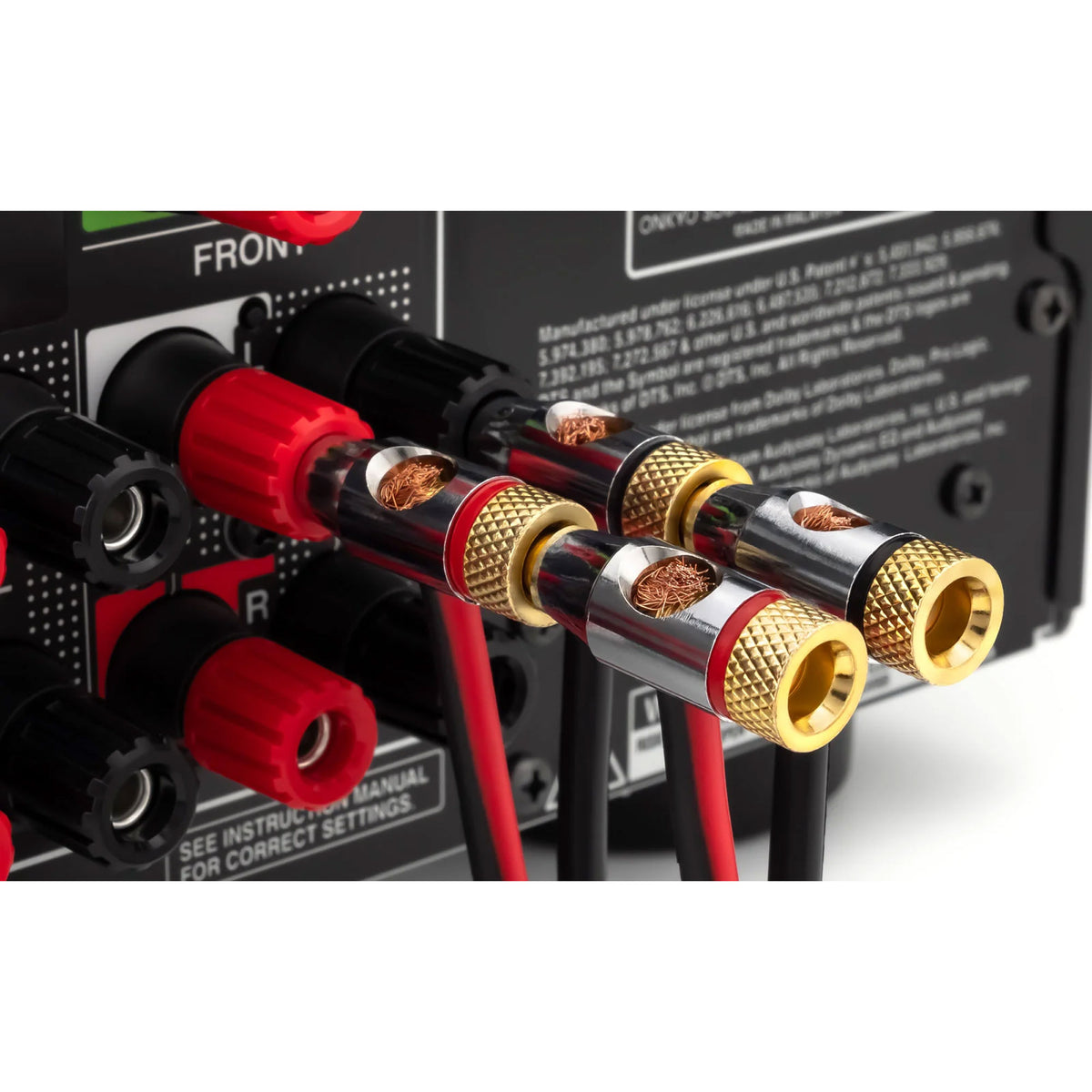 Sewell Ocelot Open-Screw Gold-Plated Banana Plugs with Daisy Chain Support Bi-Wire Kit (2 Red & 2 Black) Image 8