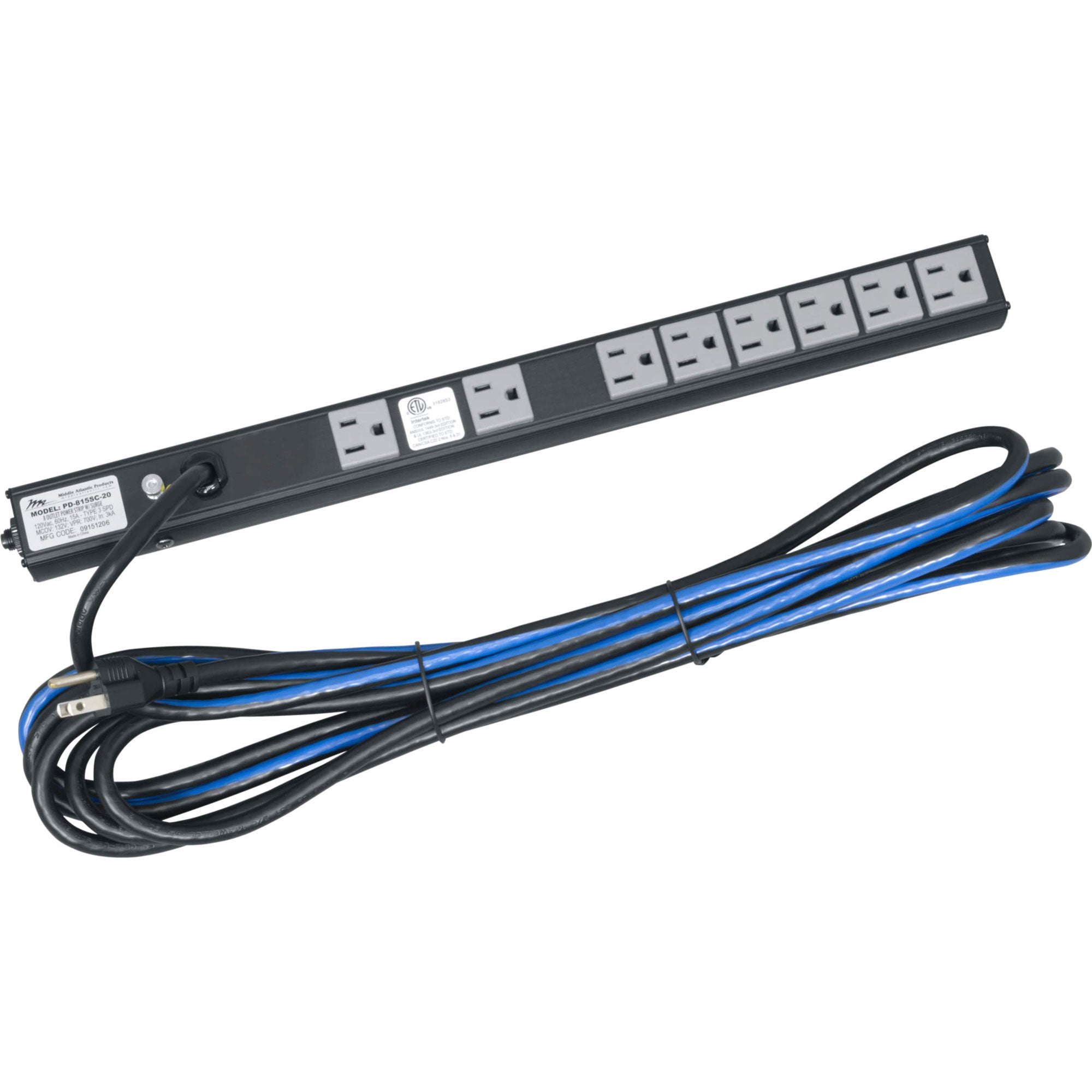 Middle Atlantic PD-815SC-NS Rackmount Power Strip (8-Outlet, 15 Amp)