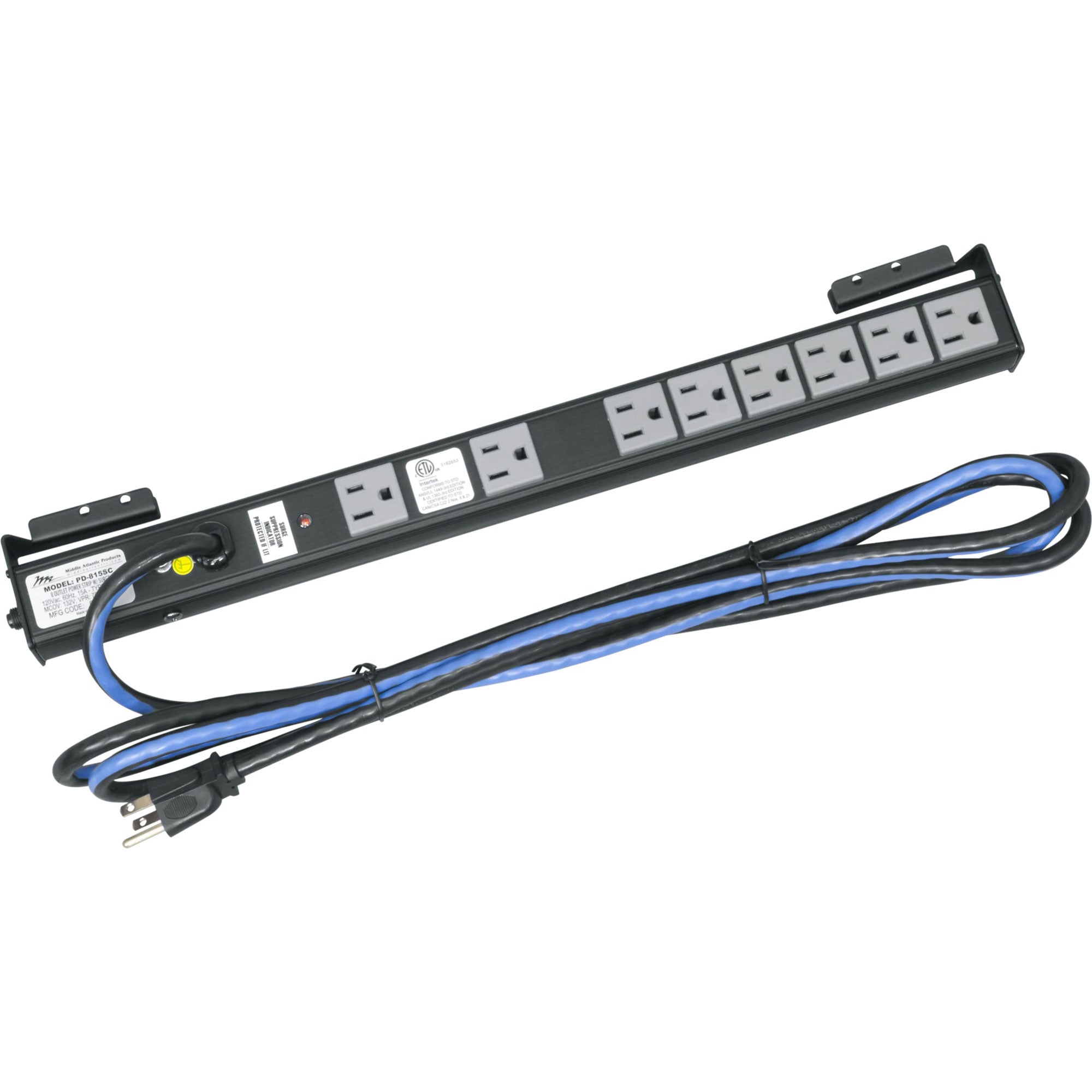 Middle Atlantic PD-815SC-PBSH Shelf Mount Power Strip (8-Outlet, 15 Amp)