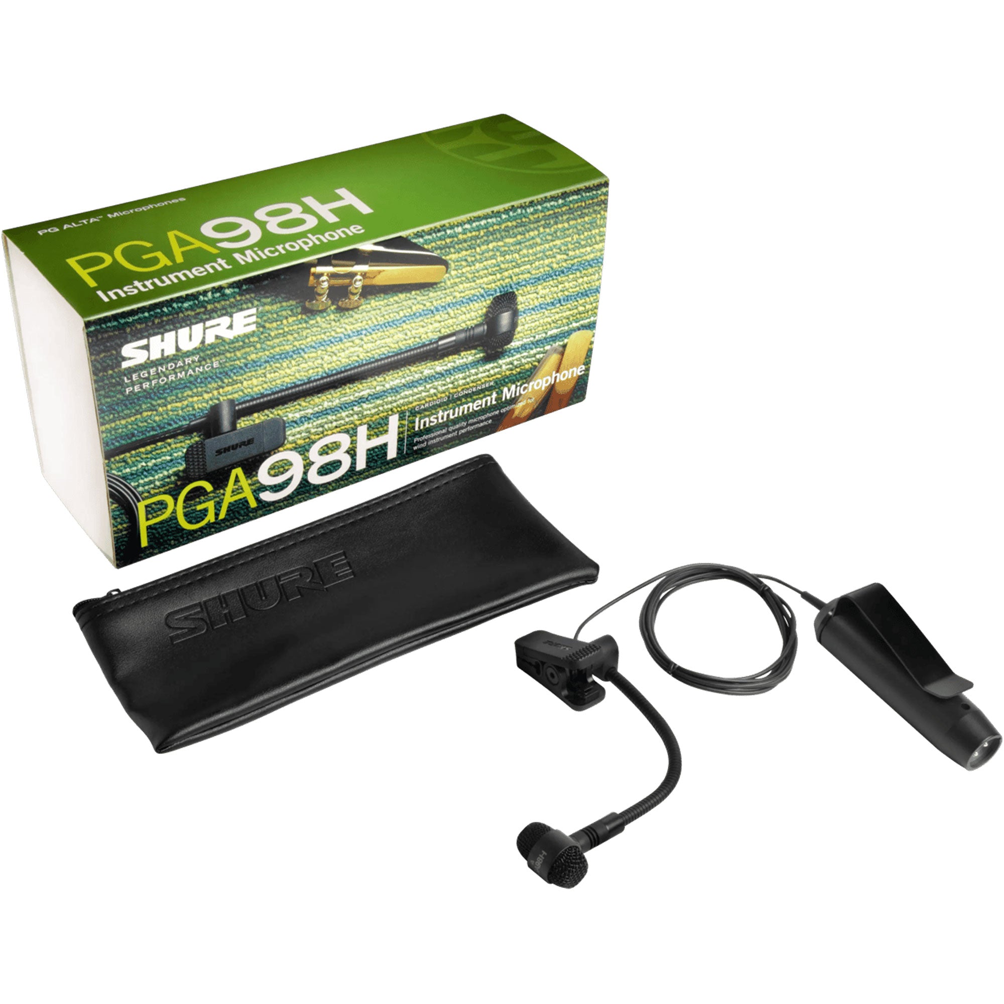 Shure PGA98H Cardioid Condenser Clip-On Horn Microphone with XLR to XLR Cable