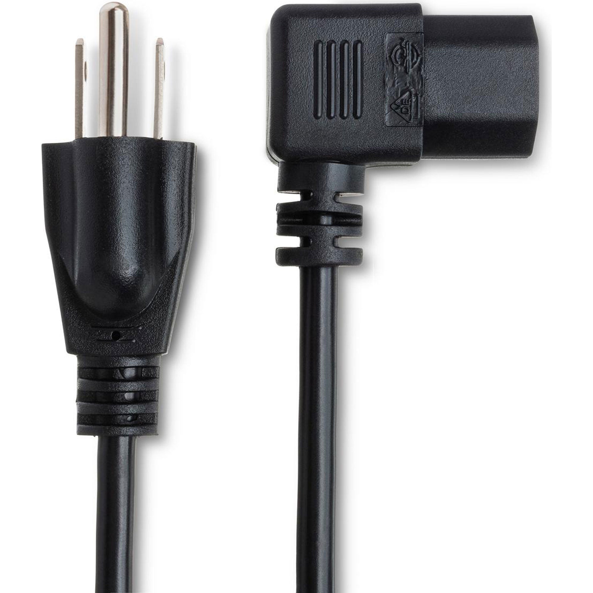 Hosa PWC-148R Power Cord 18 AWG, Right-Angle IEC C13 to NEMA 5-15P (8')