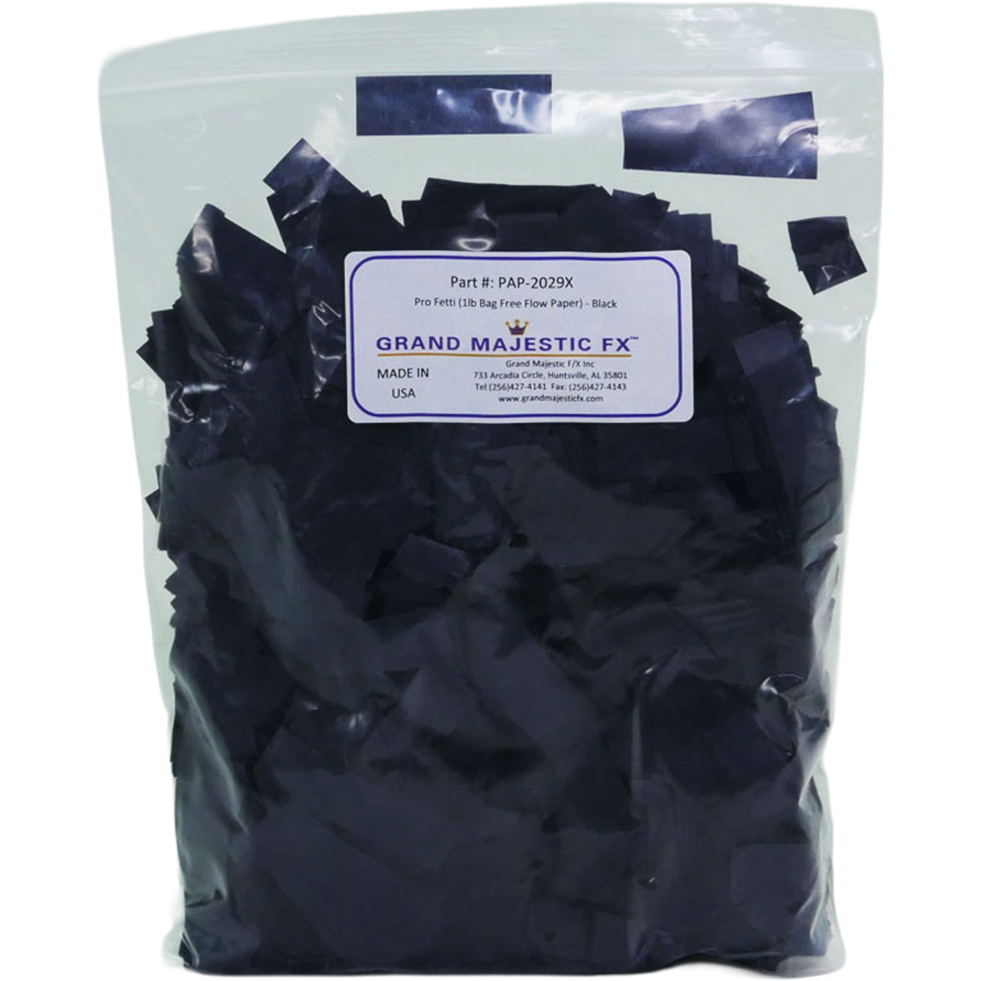 Grand Majestic FX Pro Fetti 10lb Bag of Free Flow Paper Confetti (Black)