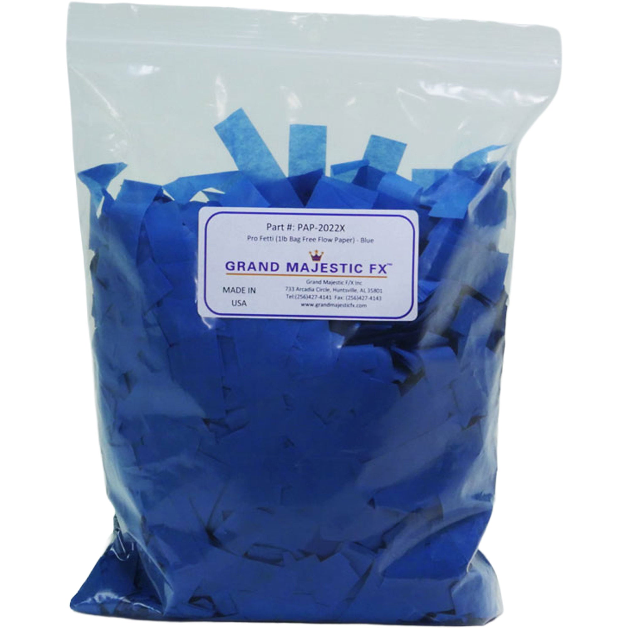 Grand Majestic FX Pro Fetti 1lb Bag of Free Flow Paper Confetti (Blue)