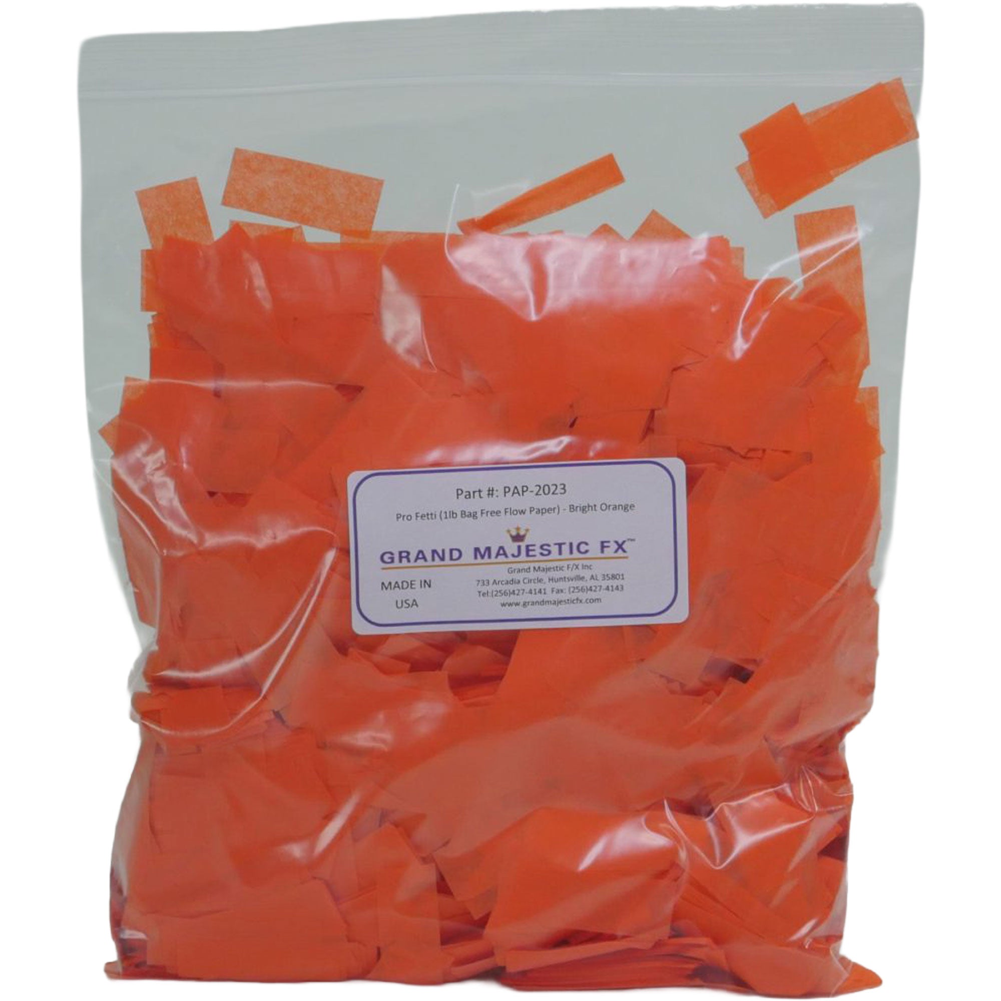 Grand Majestic FX Pro Fetti 10lb Bag of Free Flow Paper Confetti (Bright Orange)