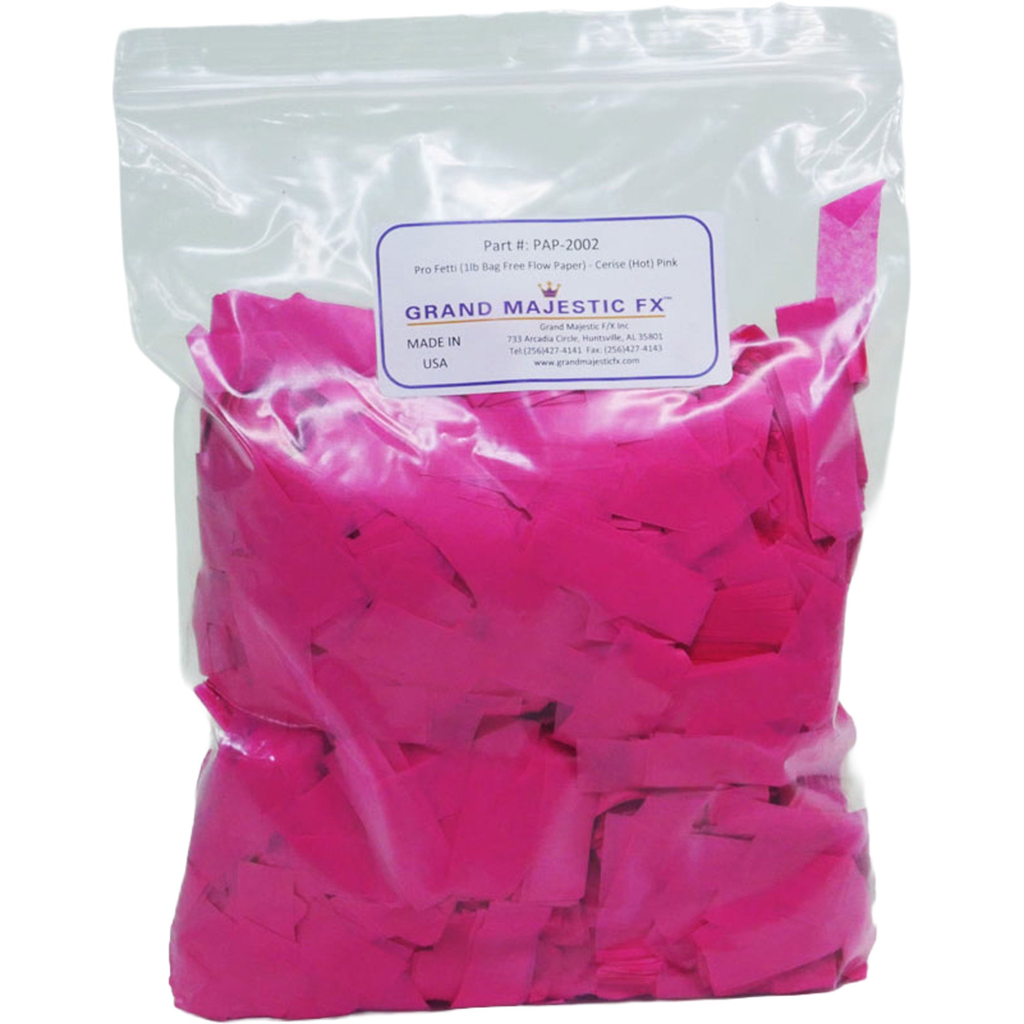 Grand Majestic FX Pro Fetti 1lb Bag of Free Flow Paper Confetti (Cerise Hot Pink)