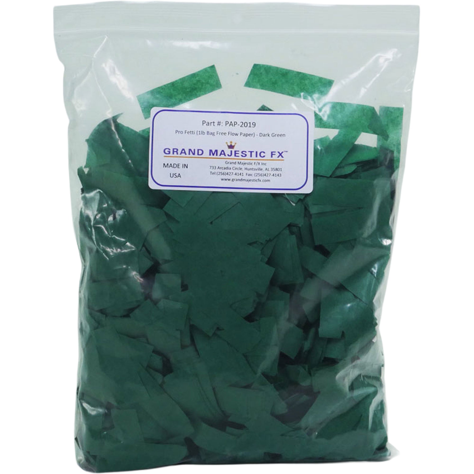 Grand Majestic FX Pro Fetti 10lb Bag of Free Flow Paper Confetti (Dark Green)