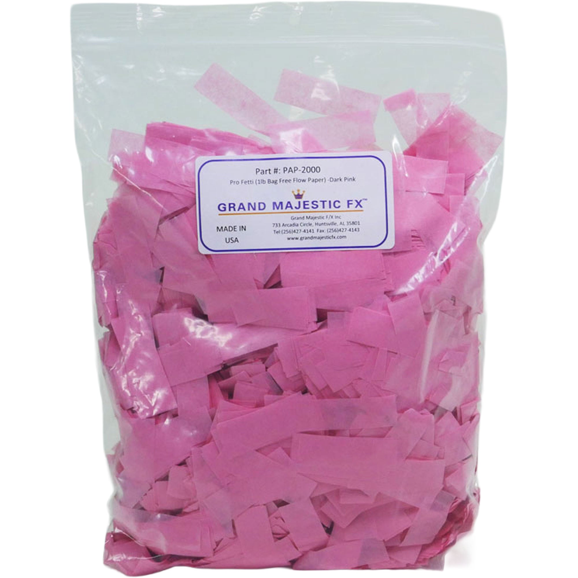 Grand Majestic FX Pro Fetti 1lb Bag of Free Flow Paper Confetti (Pink)
