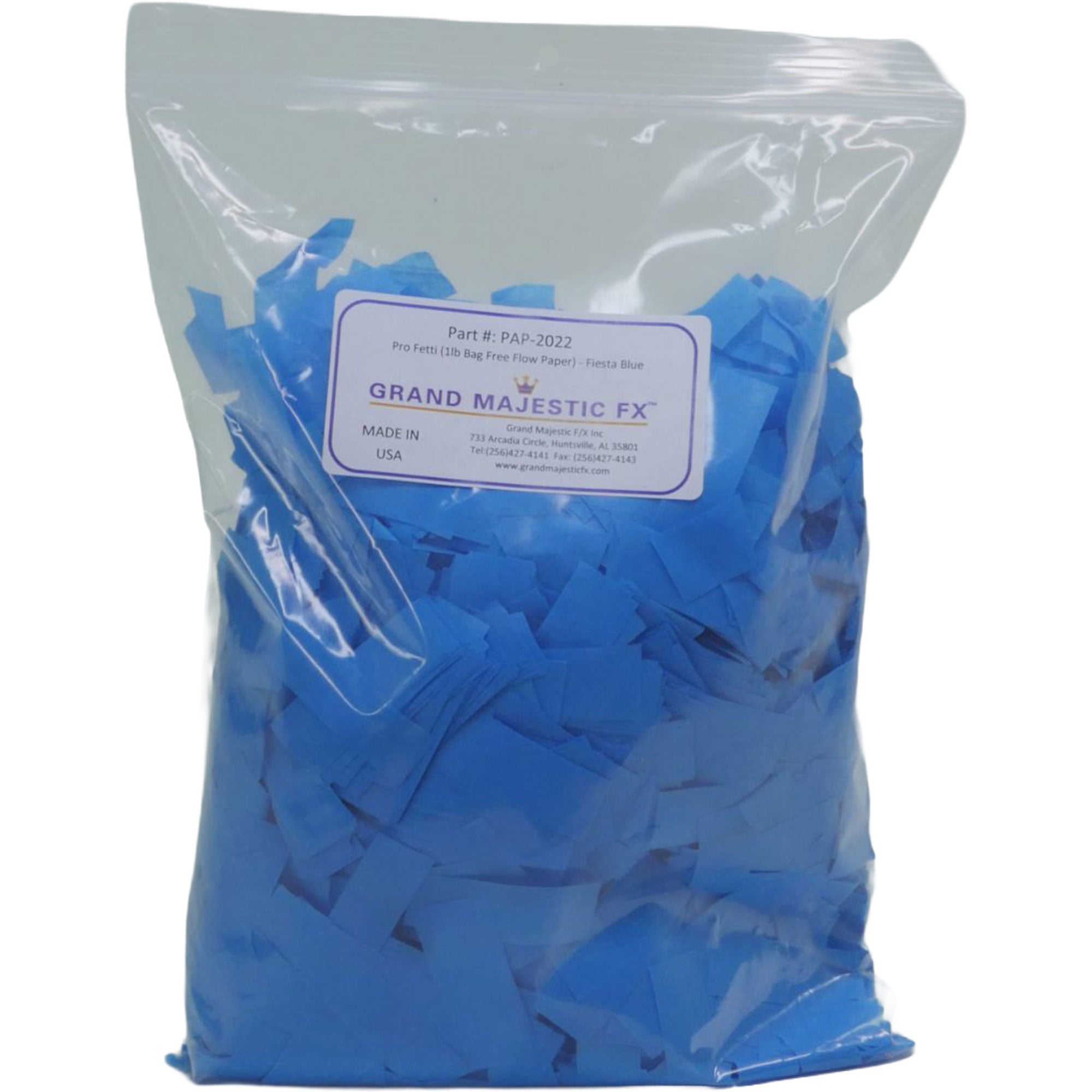 Grand Majestic FX Pro Fetti 1lb Bag of Free Flow Paper Confetti (Fiesta Blue)