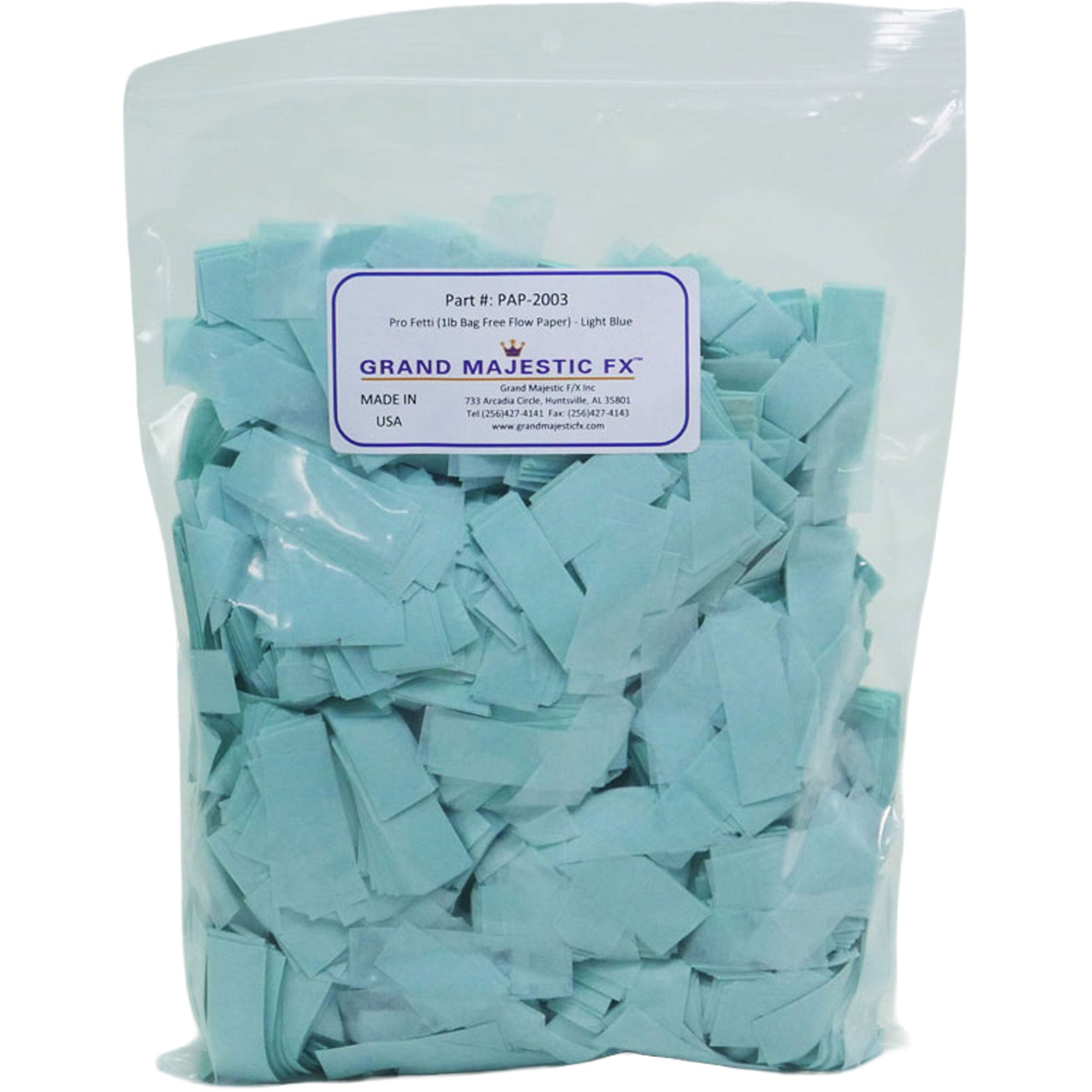 Grand Majestic FX Pro Fetti 10lb Bag of Free Flow Paper Confetti (Light Blue)