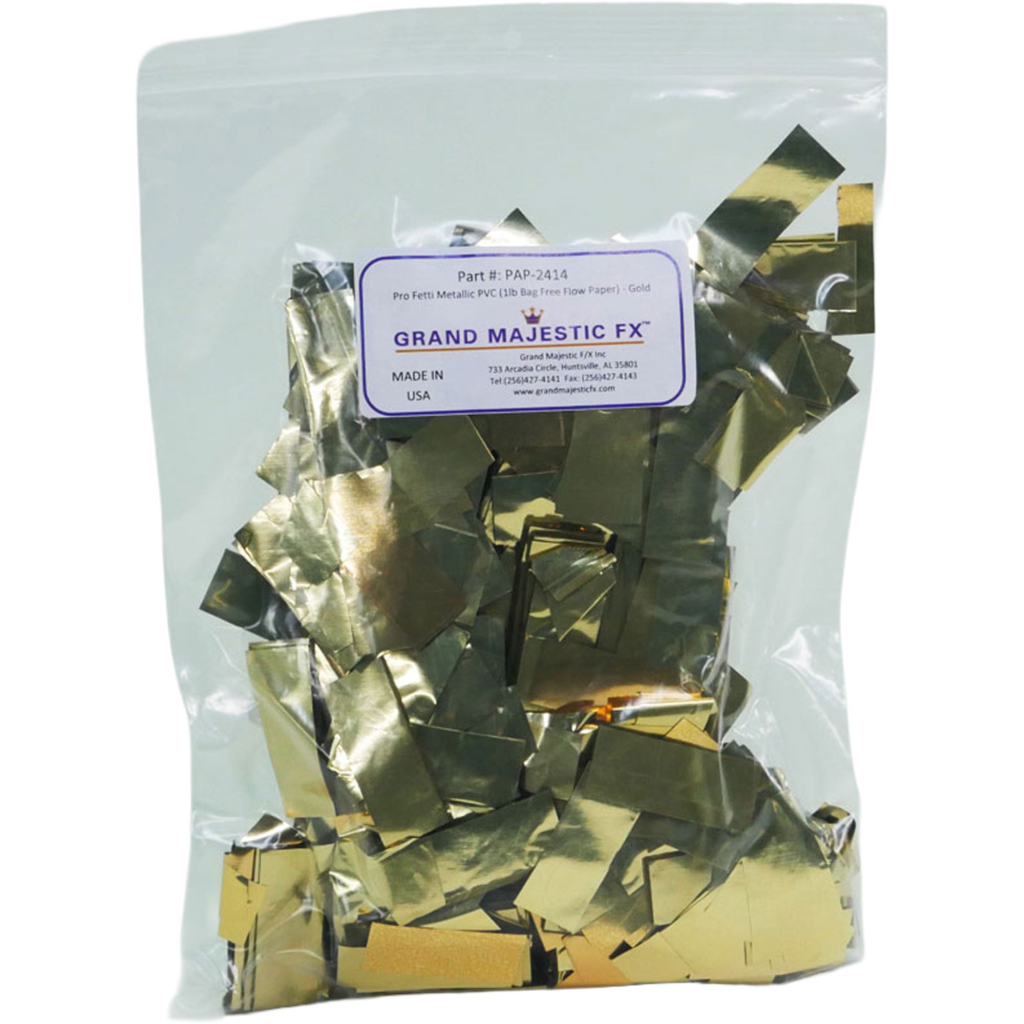 Grand Majestic FX Pro Fetti 10lb Bag of Free Flow Metallic PVC Mylar Confetti (Gold)