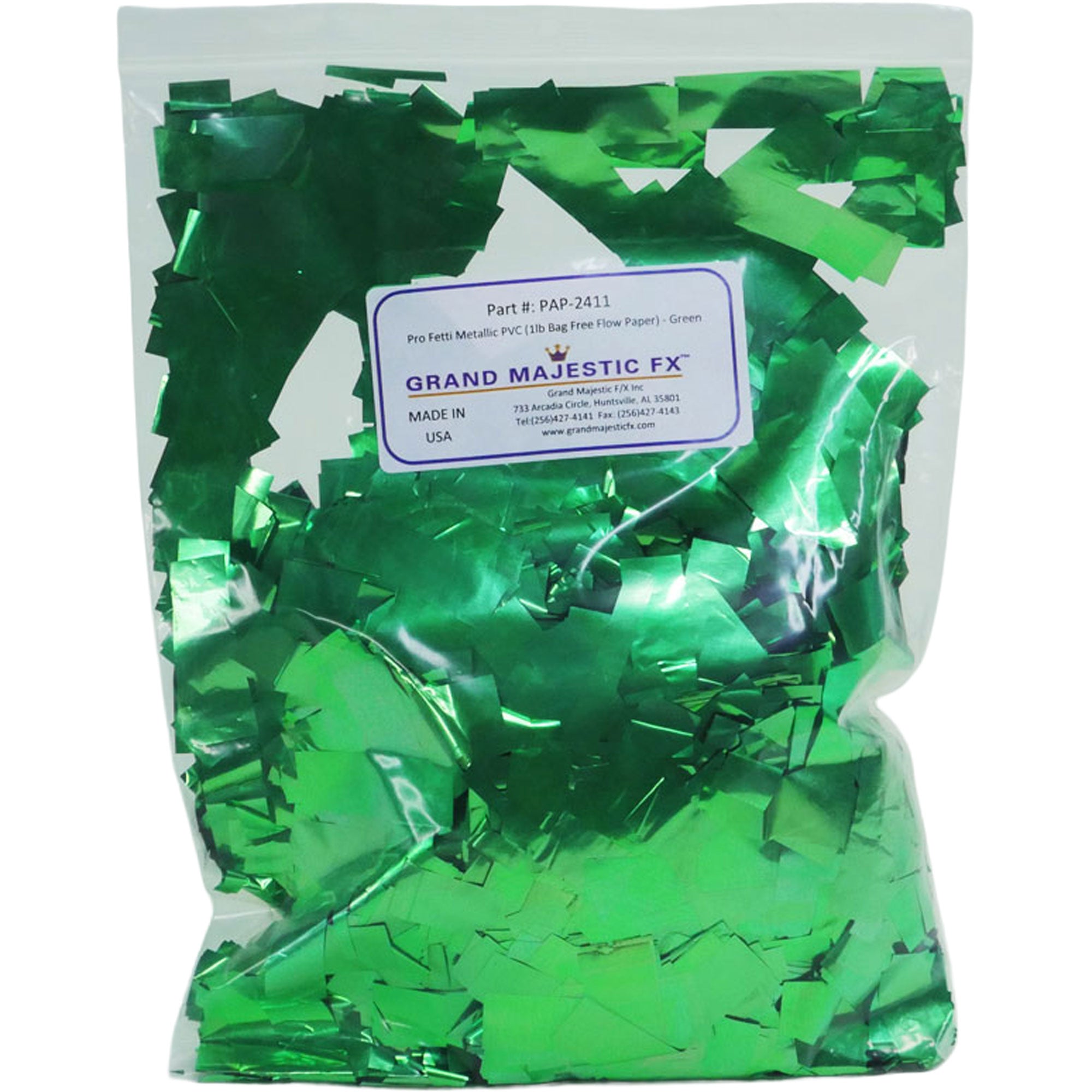 Grand Majestic FX Pro Fetti 25lb Bag of Free Flow Metallic PVC Mylar Confetti (Green)