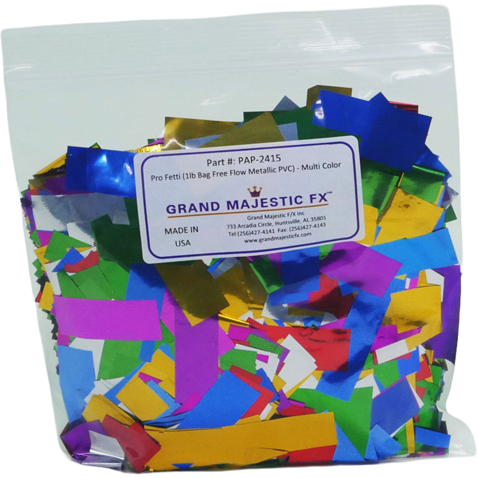 Grand Majestic FX Pro Fetti 1lb Bag of Free Flow Metallic PVC Mylar Confetti (Multi Color)