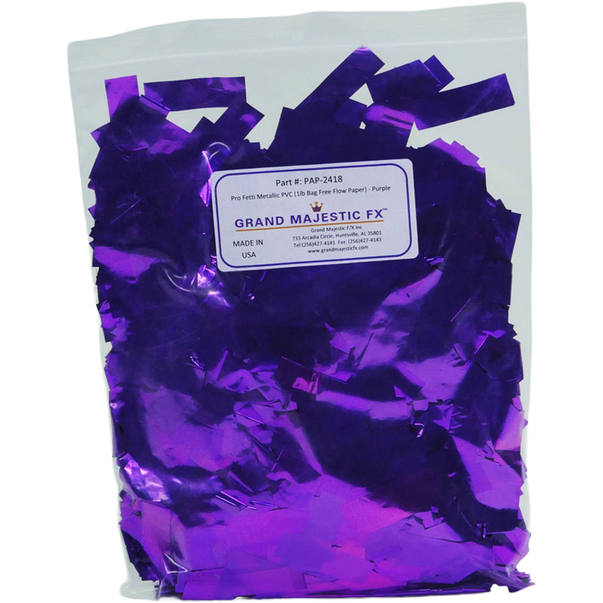 Grand Majestic FX Pro Fetti 25lb Bag of Free Flow Metallic PVC Mylar Confetti (Purple)
