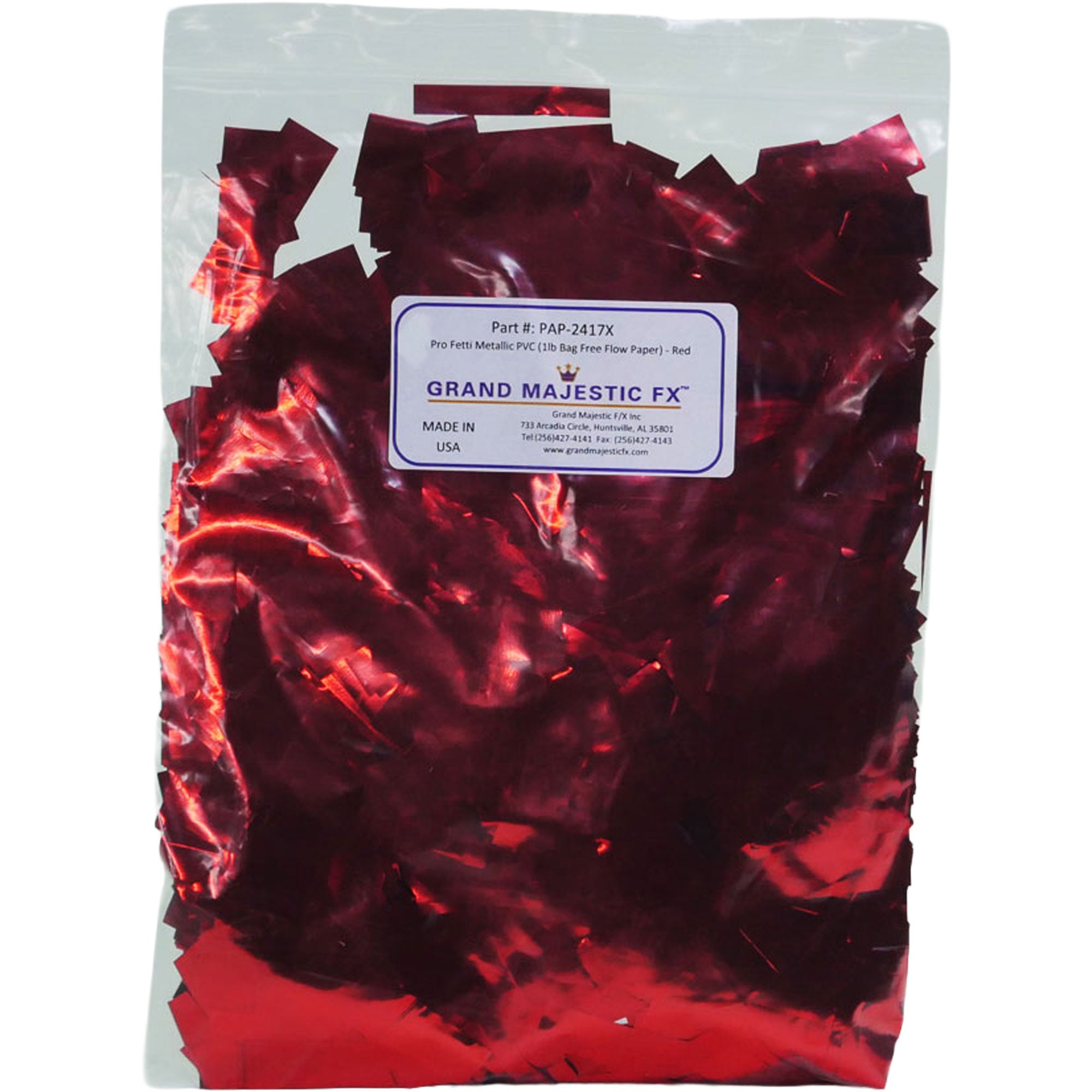 Grand Majestic FX Pro Fetti 25lb Bag of Free Flow Metallic PVC Mylar Confetti (Red)
