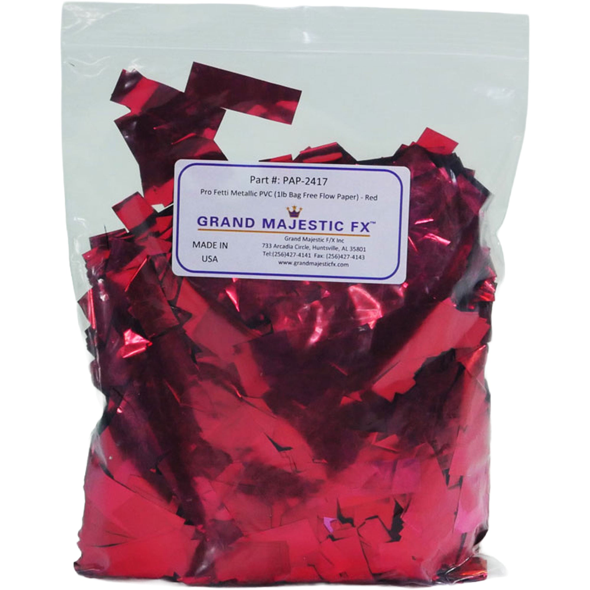 Grand Majestic FX Pro Fetti 10lb Bag of Free Flow Metallic PVC Mylar Confetti (Red)