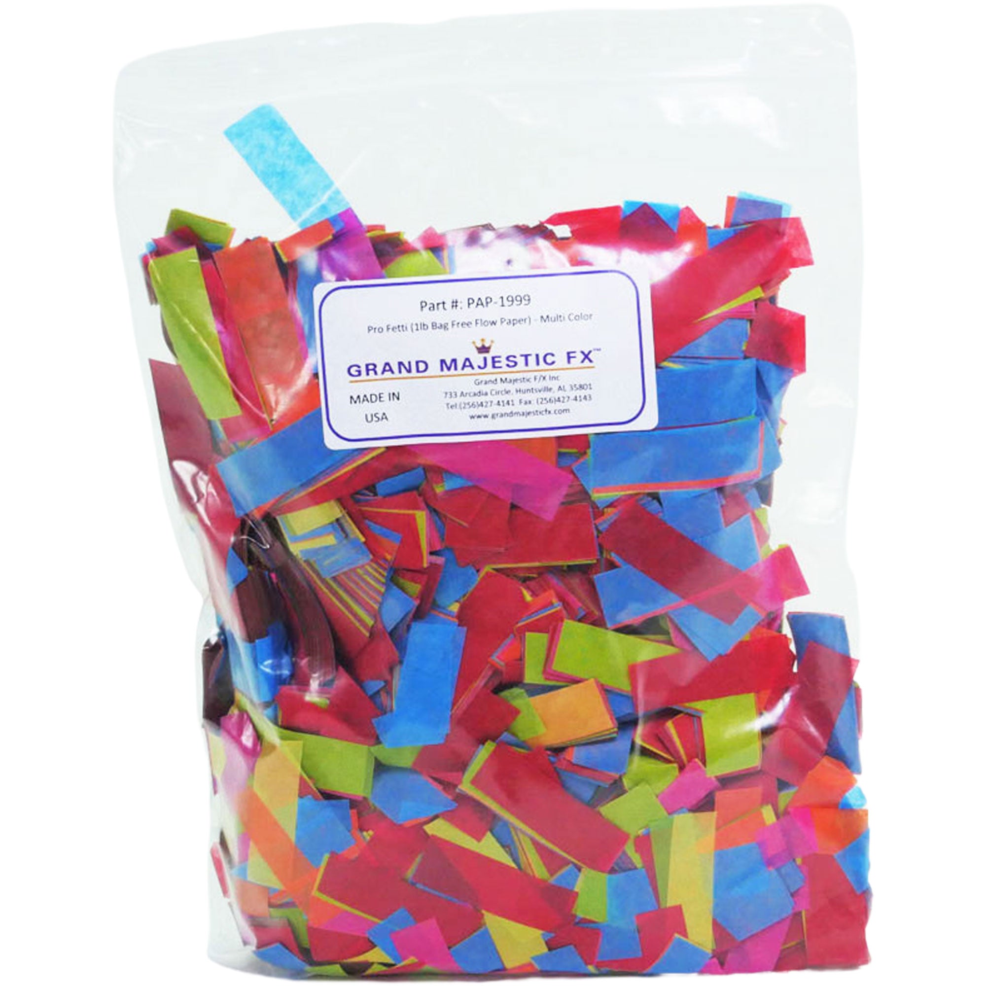Grand Majestic FX Pro Fetti 10lb Bag of Free Flow Paper Confetti (Multi Color)