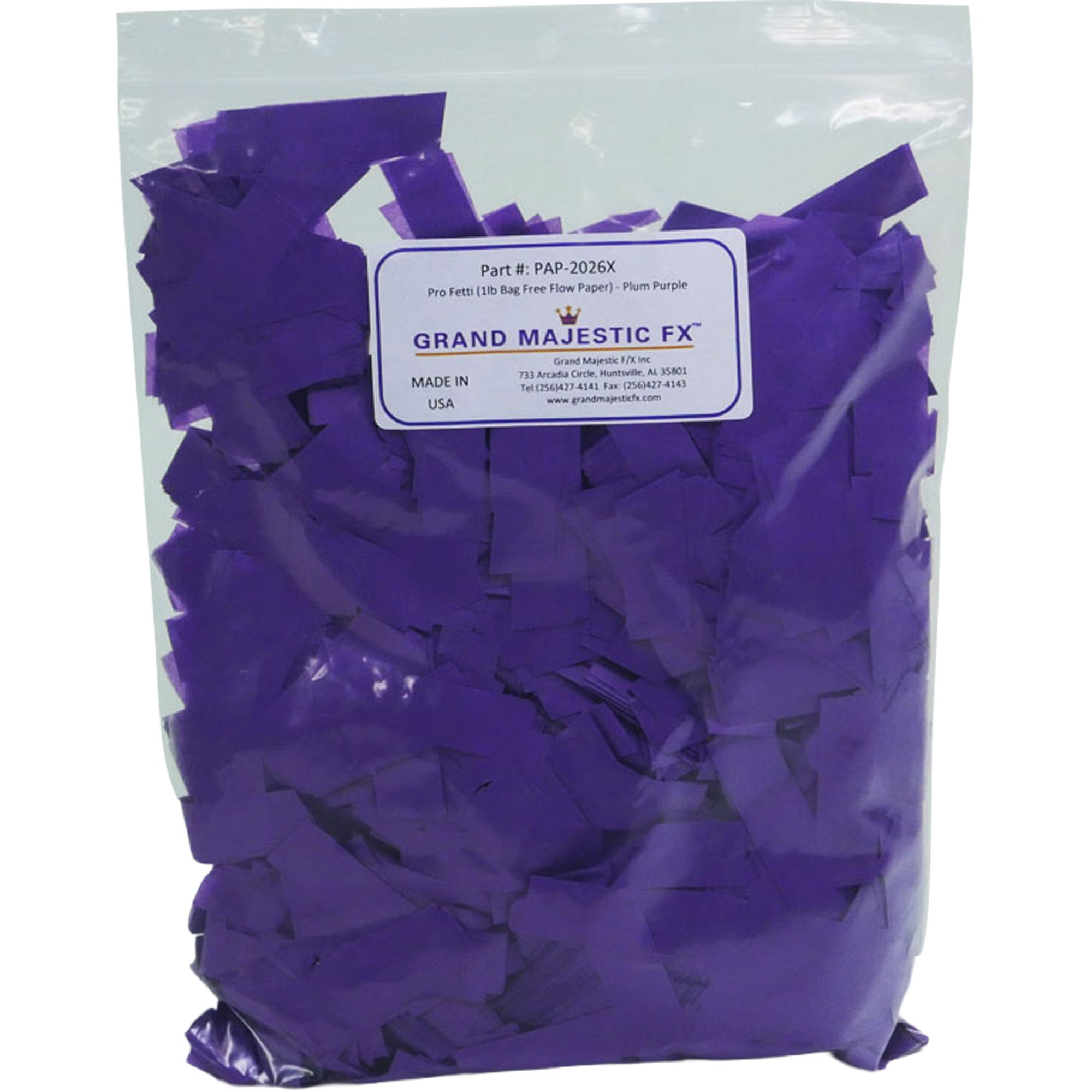 Grand Majestic FX Pro Fetti 1lb Bag of Free Flow Paper Confetti (Plum Purple)