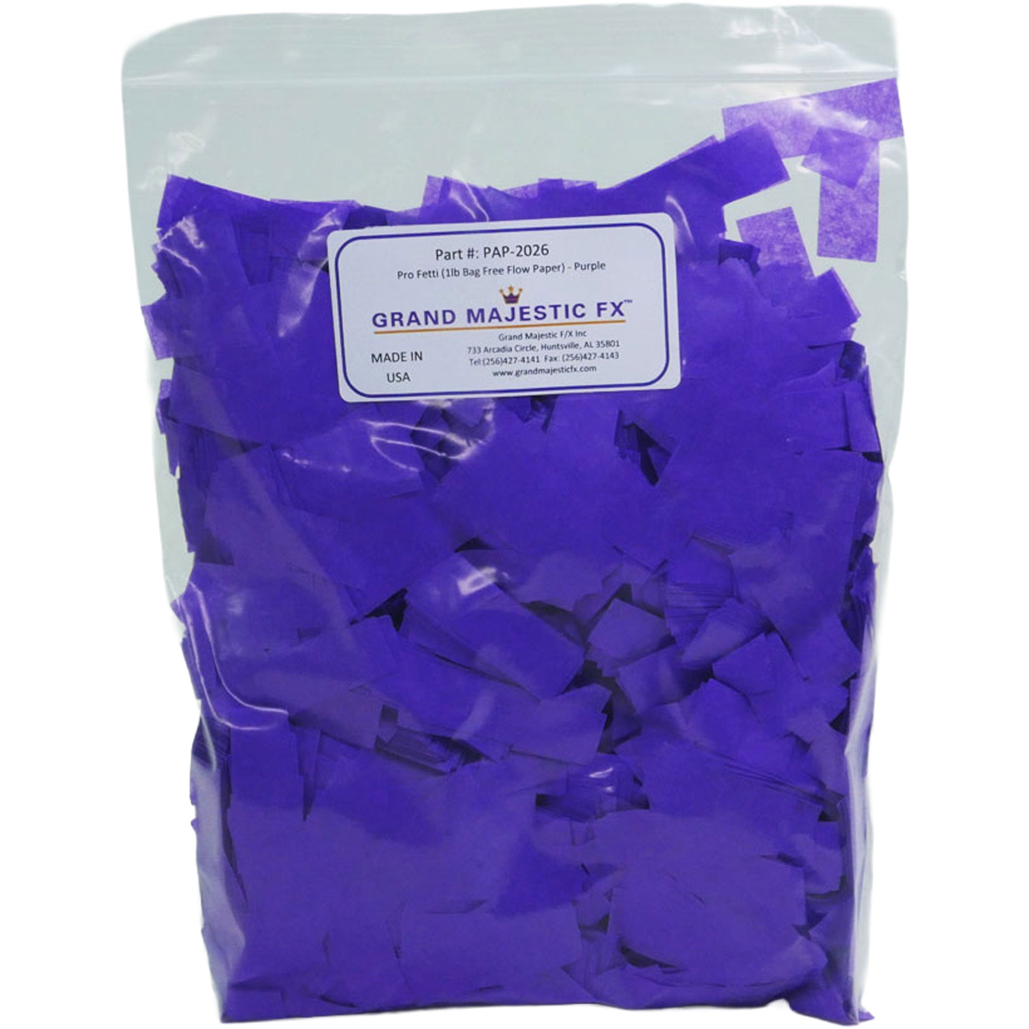 Grand Majestic FX Pro Fetti 1lb Bag of Free Flow Paper Confetti (Purple)