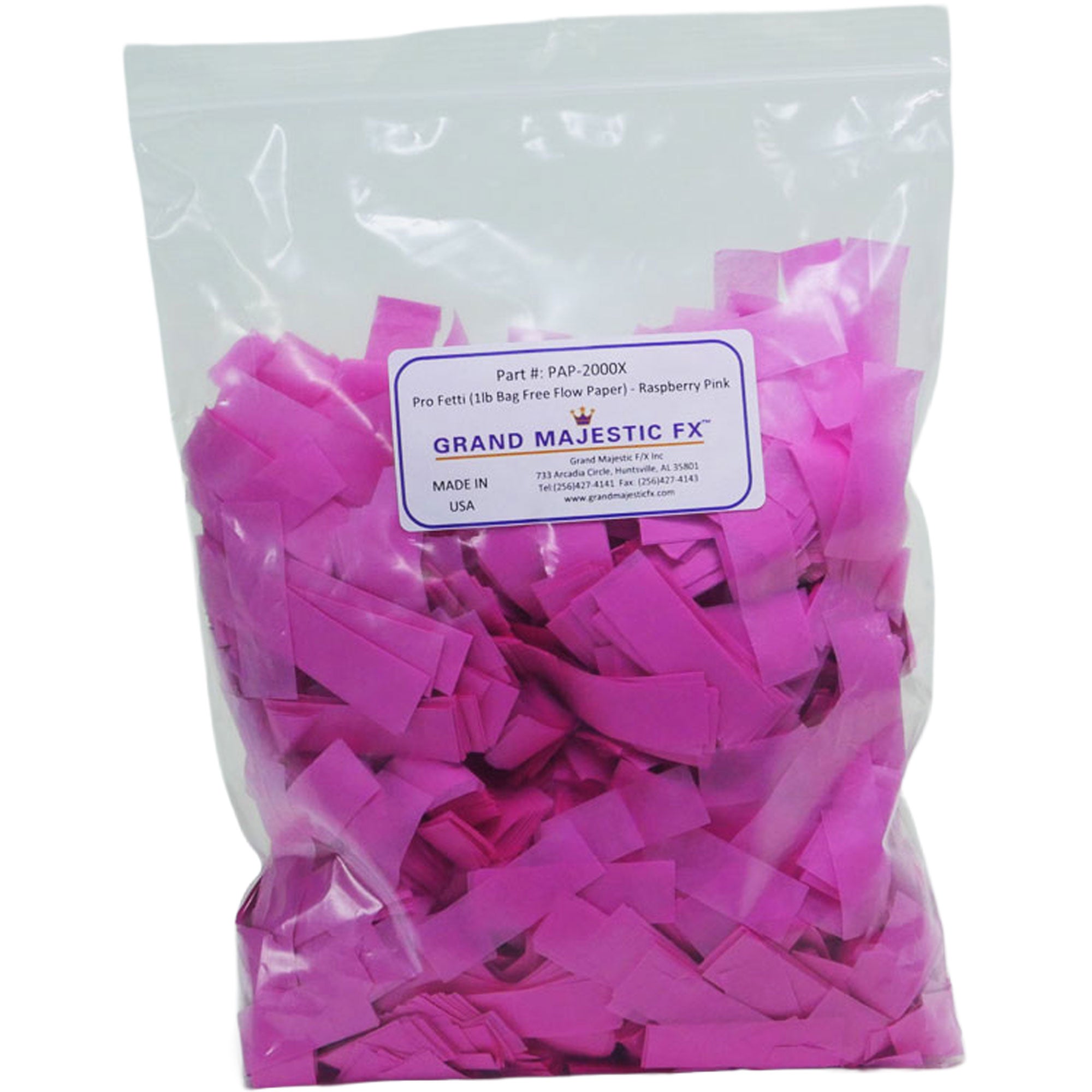 Grand Majestic FX Pro Fetti 10lb Bag of Free Flow Paper Confetti (Raspberry Pink)