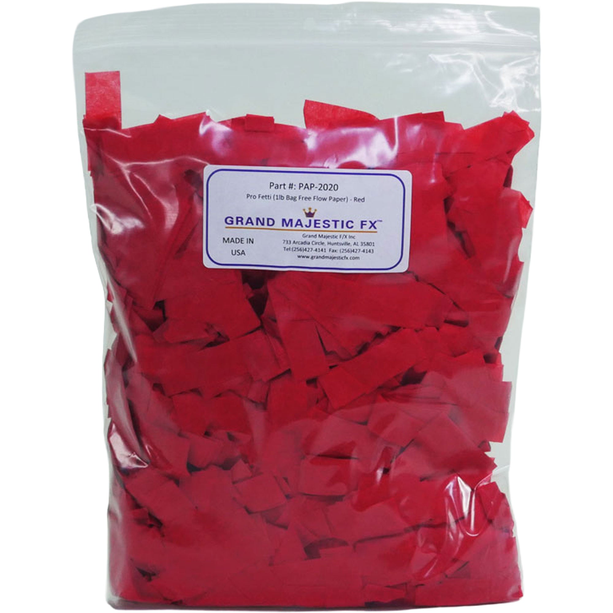Grand Majestic FX Pro Fetti 1lb Bag of Free Flow Paper Confetti (Red)
