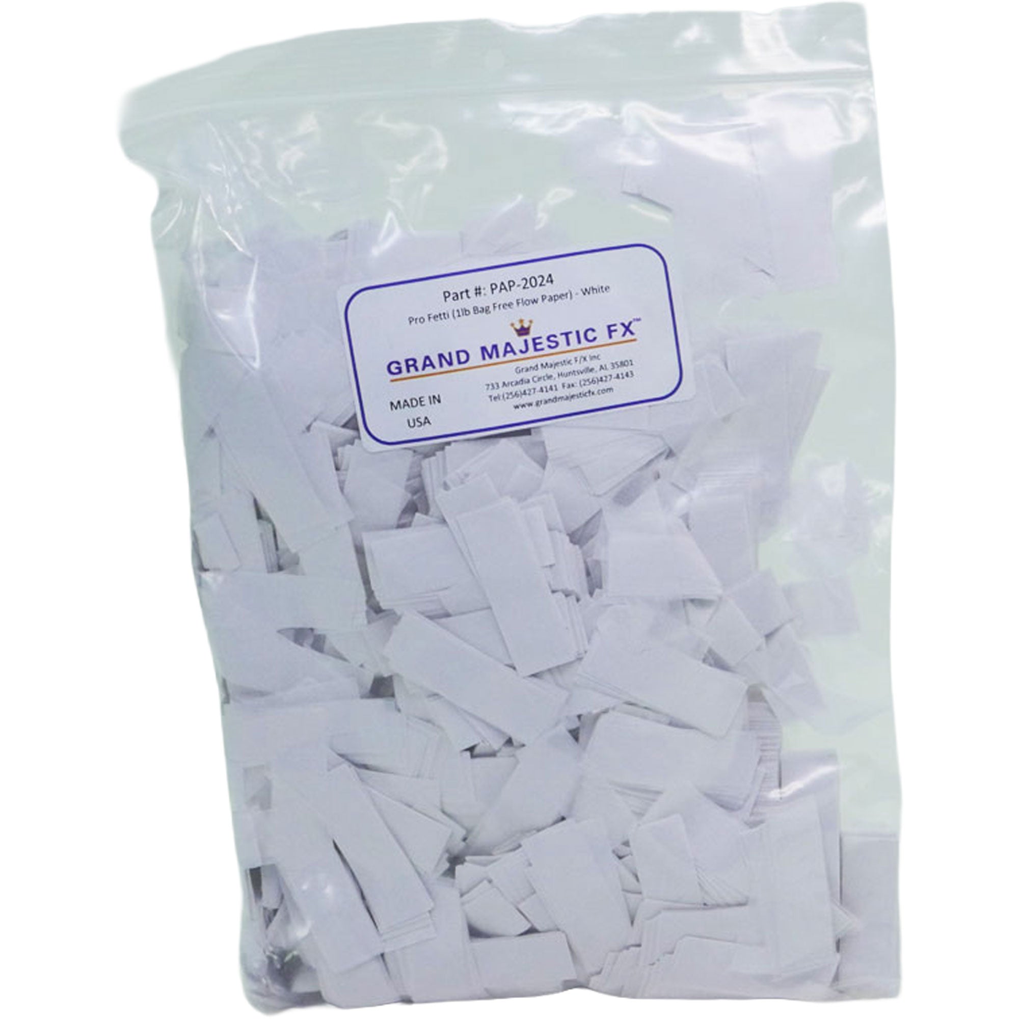 Grand Majestic FX Pro Fetti 10lb Bag of Free Flow Paper Confetti (White)