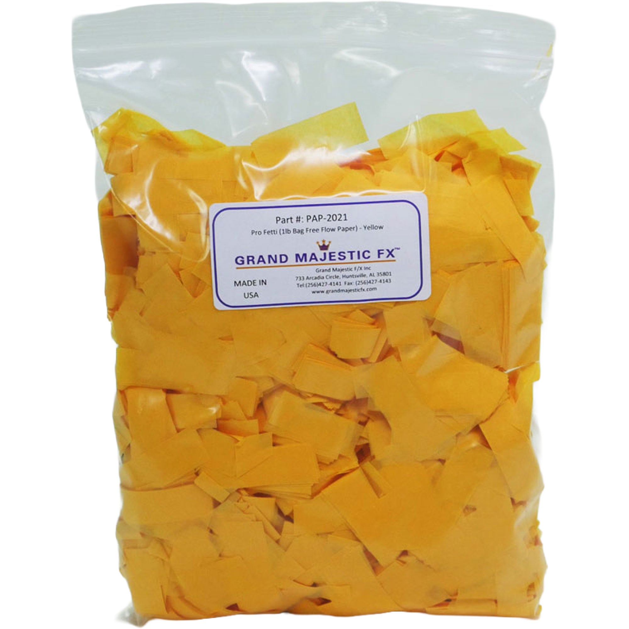 Grand Majestic FX Pro Fetti 1lb Bag of Free Flow Paper Confetti (Yellow)