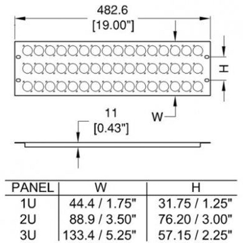Penn Elcom R1269/1UK/16 Rack Panel Punched for Neutrik D-Style Connectors (1U, 16 Hole)