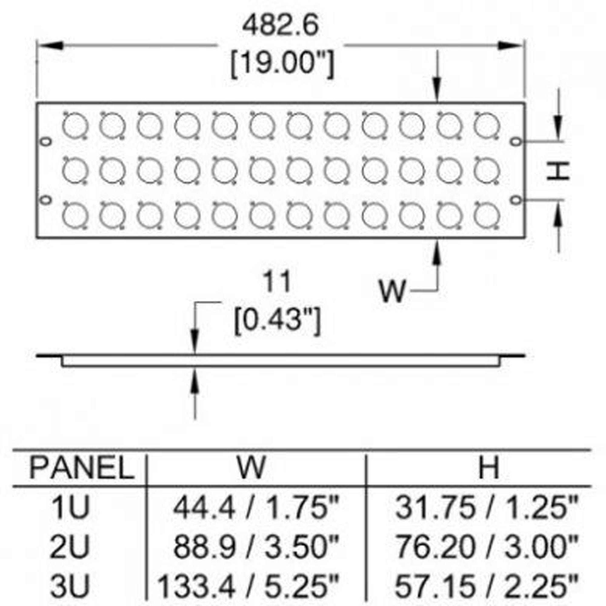 Penn Elcom R1269/2UK/24 Rack Panel Punched for Neutrik D-Style Connectors (2U, 24 Hole)