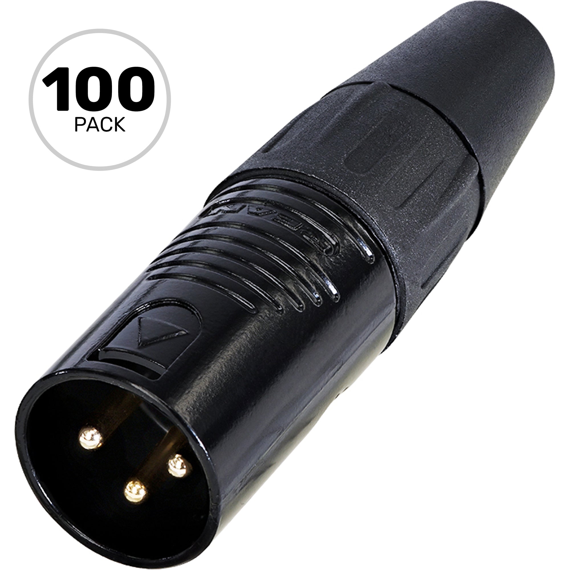 Neutrik Rean RC3M-B Male 3-Pin XLR Cable Connector (Black/Gold, Box of 100)