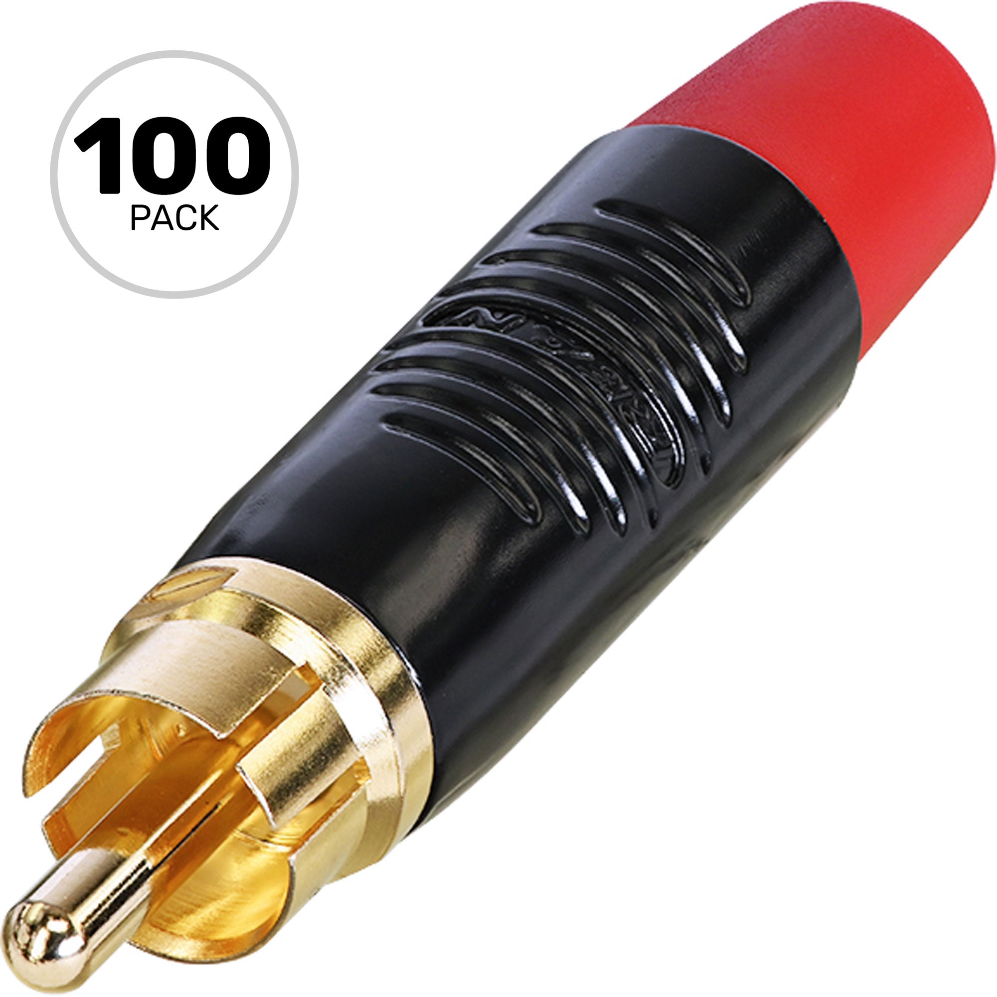 Neutrik Rean RF2C-B-2 Male RCA Phono Plug with Gold Plated Contacts (Black/Red, Box of 100)