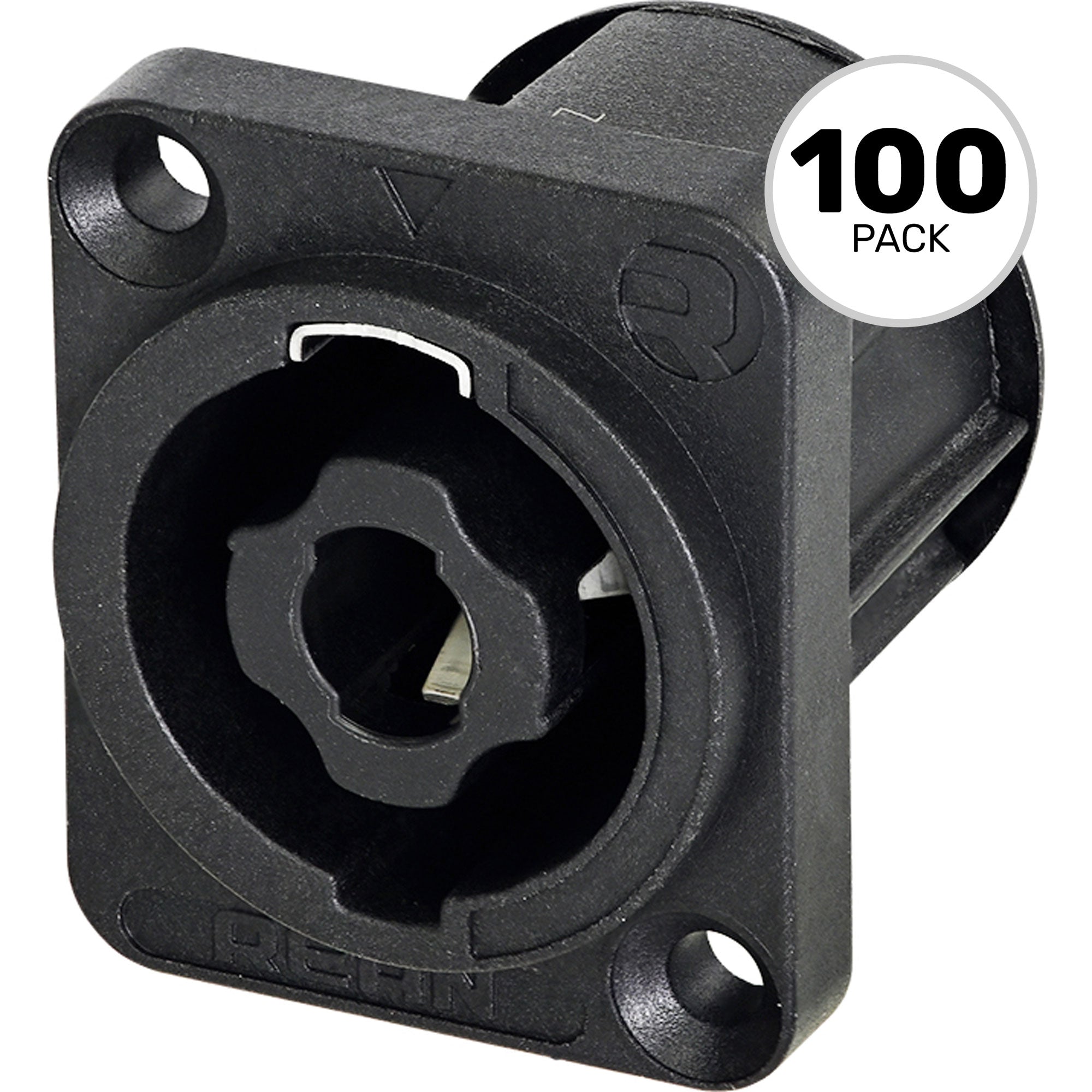 Neutrik Rean RLS4MPZ 4-Pole speakON Panel Mount Connector, 3/16" Flat Tabs (Box of 100)