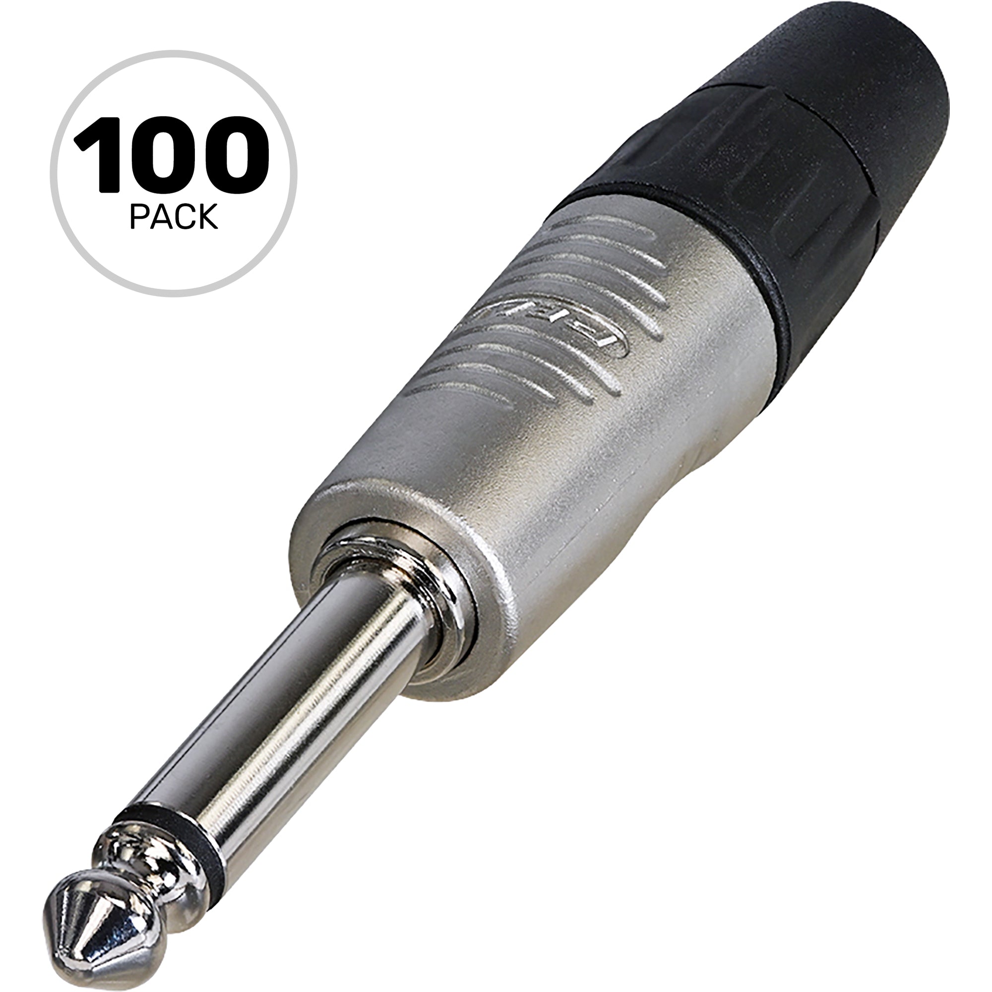 Neutrik Rean RP2C Finger Groove 1/4" TS Mono Plug (Nickel/Silver, Box of 100)