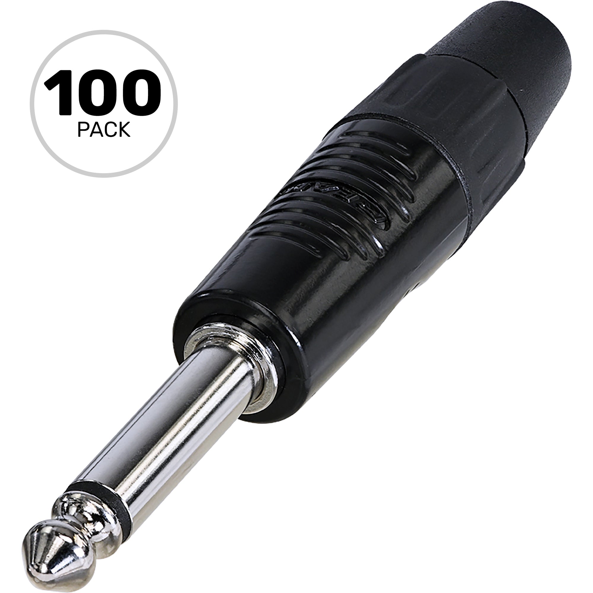 Neutrik Rean RP2C-BAG Finger Groove 1/4" TS Mono Plug (Black/Silver, Box of 100)