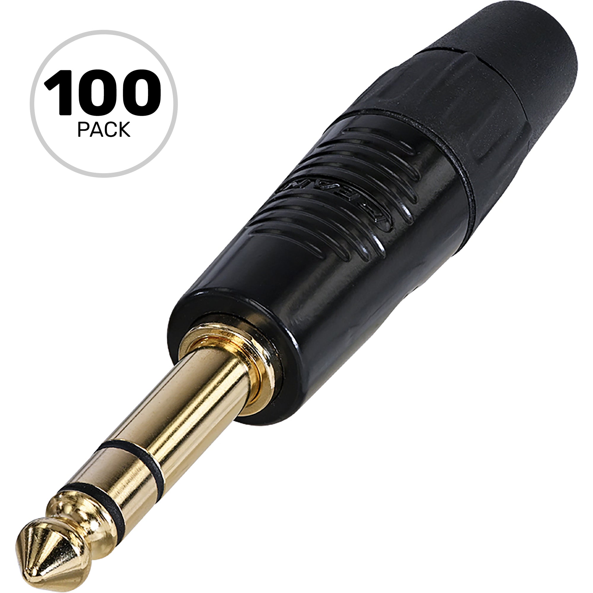 Neutrik Rean RP3C-B Finger Groove 1/4" TRS Stereo Plug (Black/Gold, Box of 100)