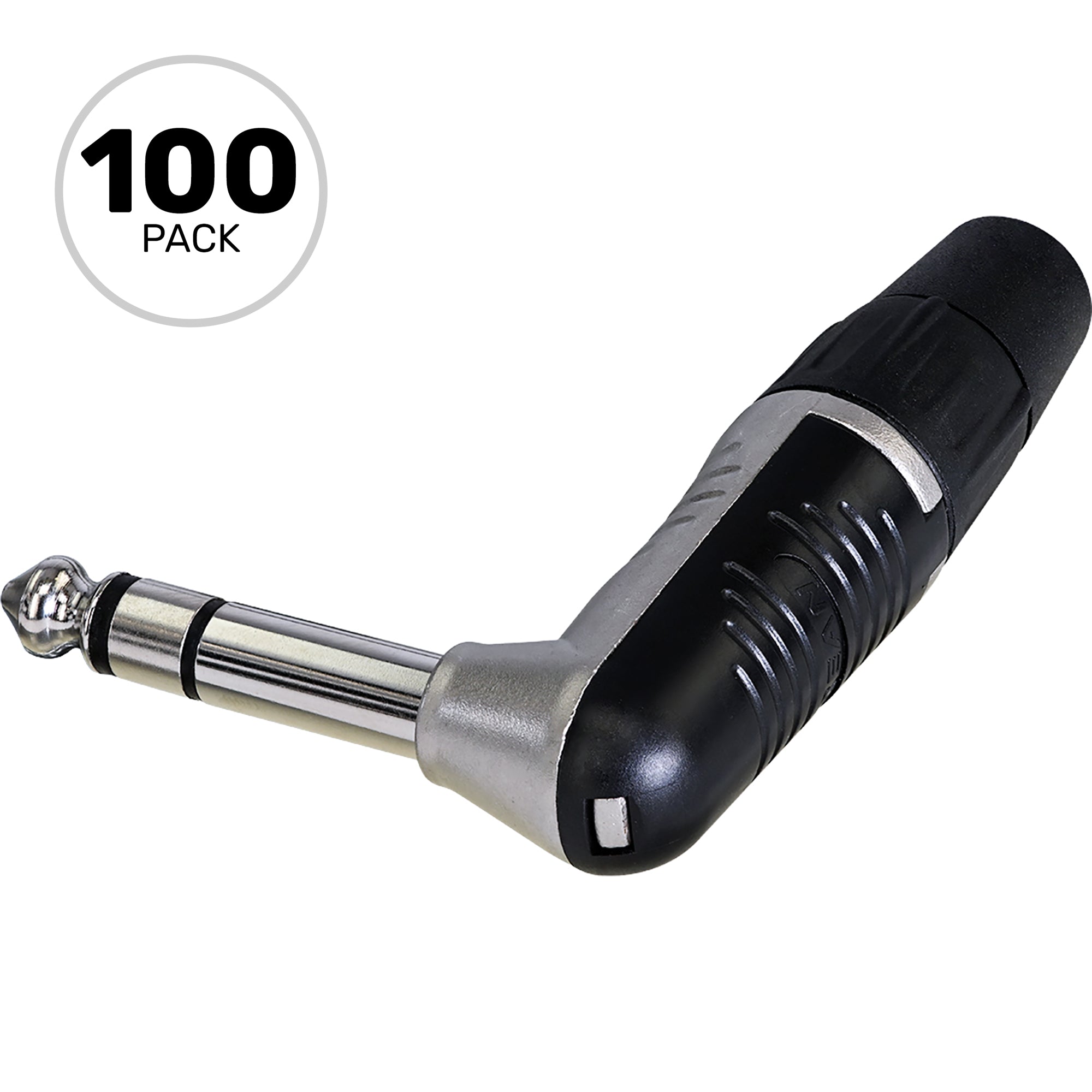Neutrik Rean RP3RC Finger Groove Right-Angle 1/4" TRS Stereo Plug (Nickel/Silver, Box of 100)