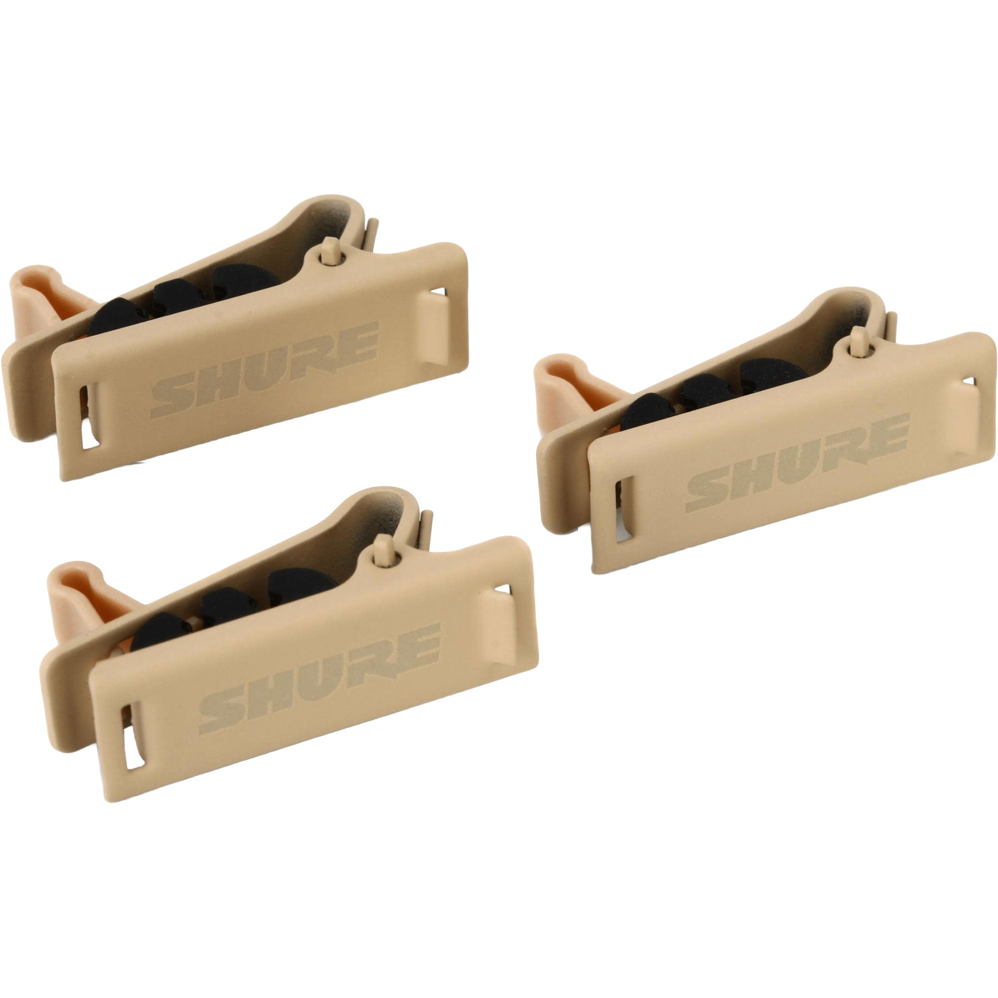 Shure RPM40STC/T Single Tie Clip for TwinPlex Lavalier Microphones (3 Pack, Tan)