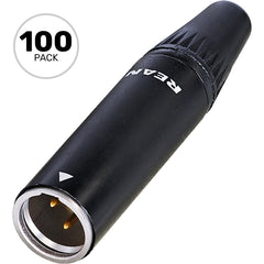 Neutrik Rean RT3MC-B Male 3-Pin Tiny XLR Connector (Black/Gold, Box of 100) Image 1