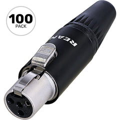 Neutrik Rean RT4FC-B Female 4-Pin Tiny XLR Connector (Black/Gold, Box of 100) Image 1