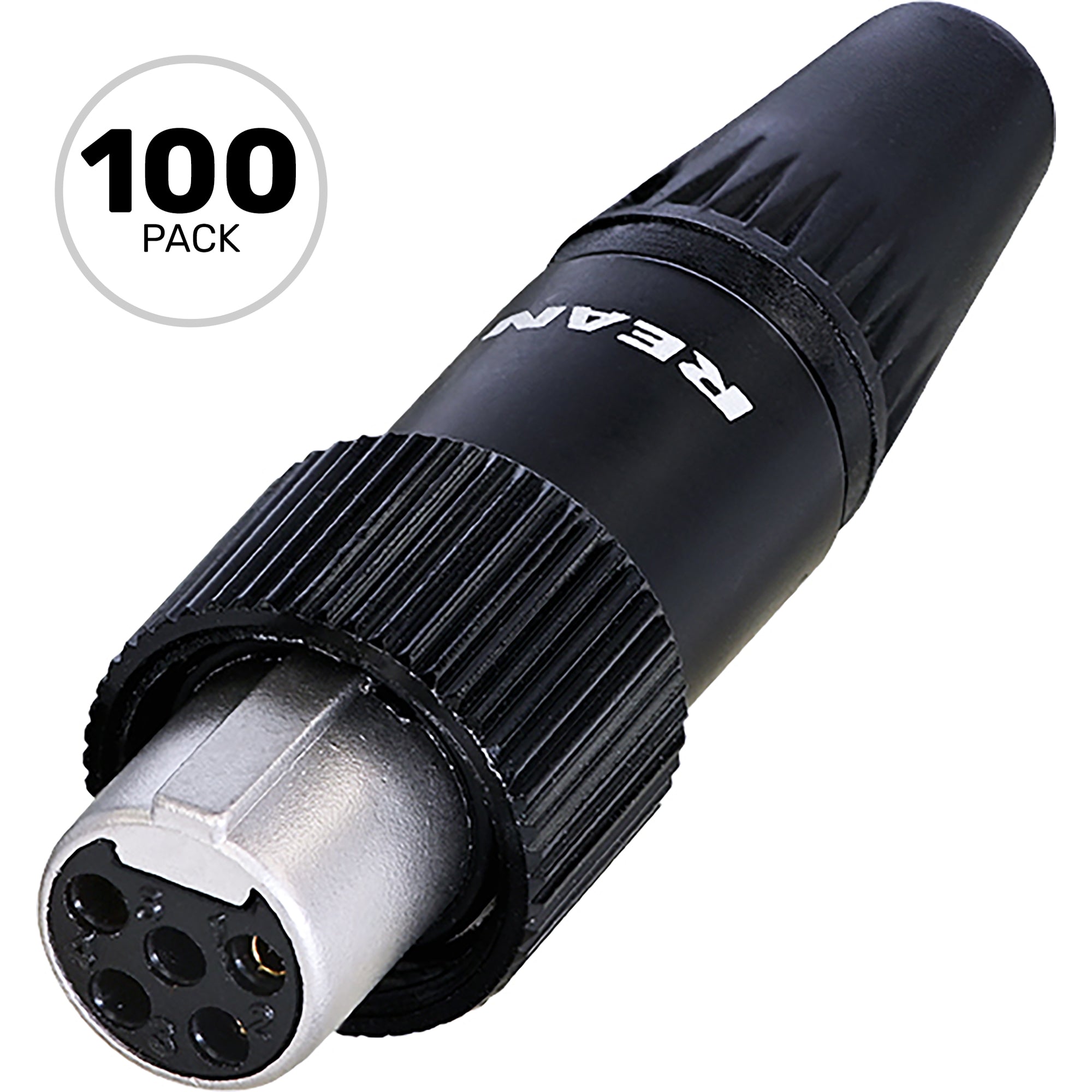 Neutrik Rean RT5FCT-B Screw Locking Female 5-Pin Tiny XLR Connector (Black/Gold, Box of 100)