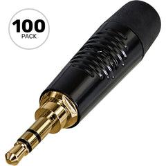 Neutrik Rean RTP3C-B 3.5mm TRS Stereo Phone Plug (Black/Gold, Box of 100) Image 1