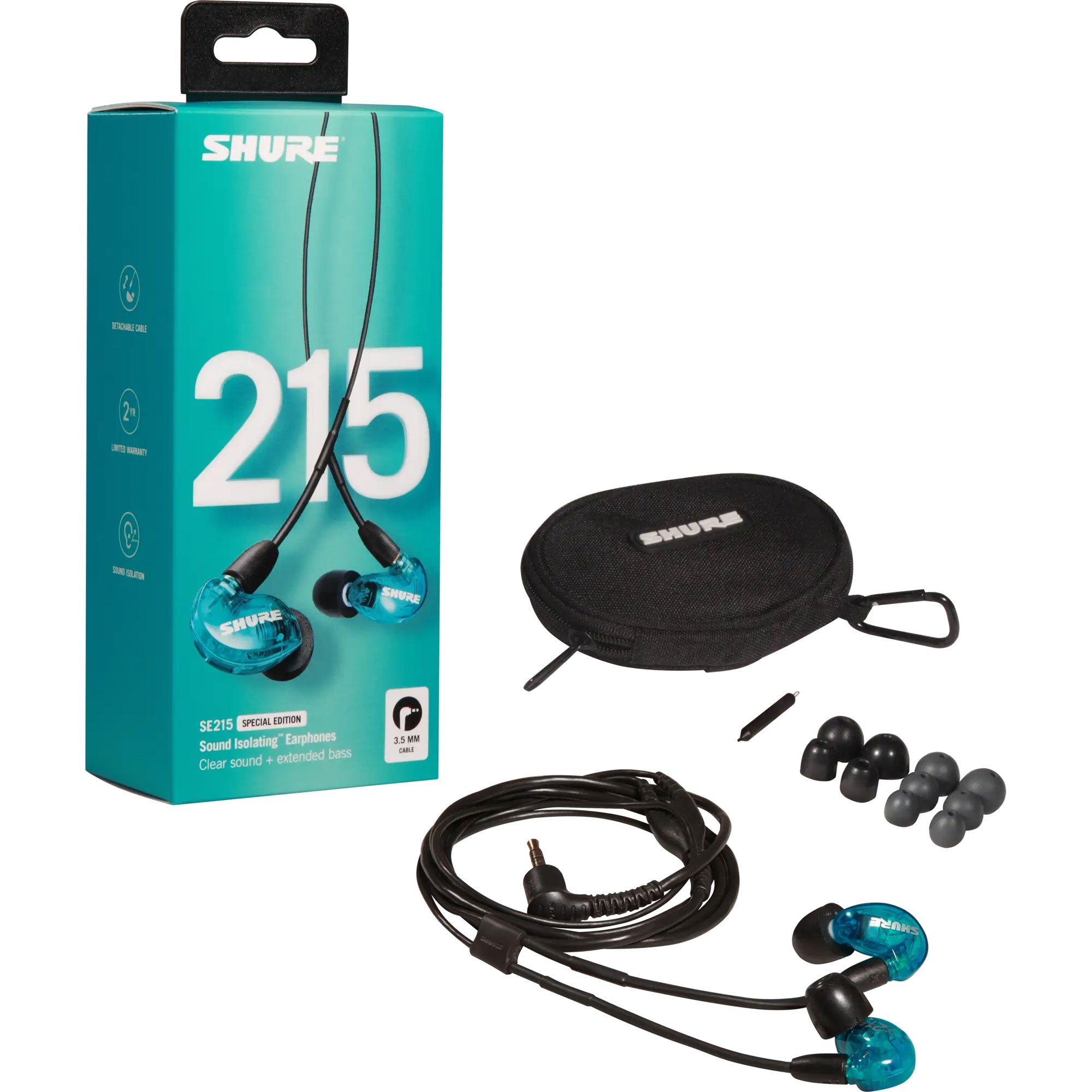 Shure SE215 Pro Professional Sound Isolating Earphones (Blue)
