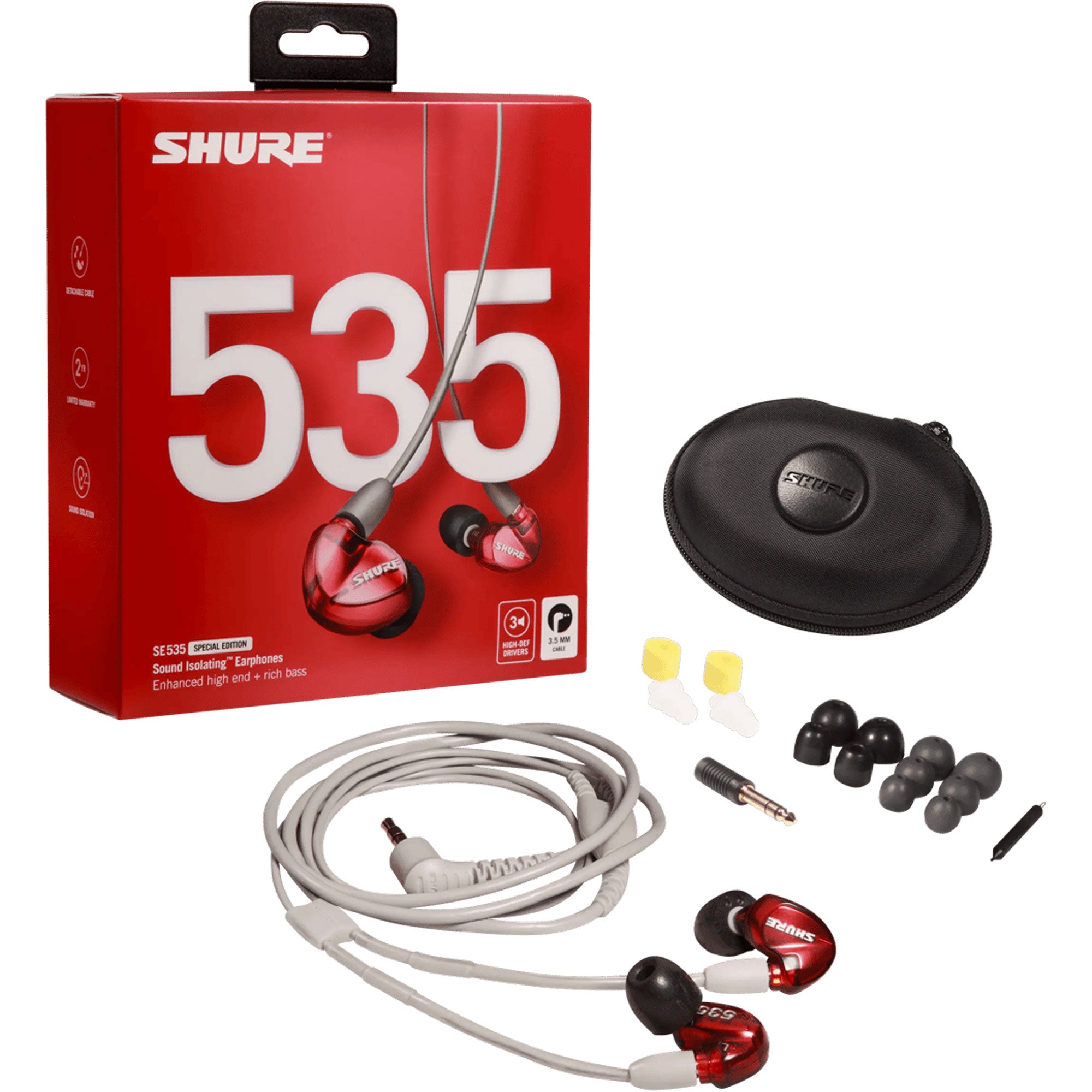 Shure SE535 Special-Edition Sound-Isolating In-Ear Stereo Earphones (Red)