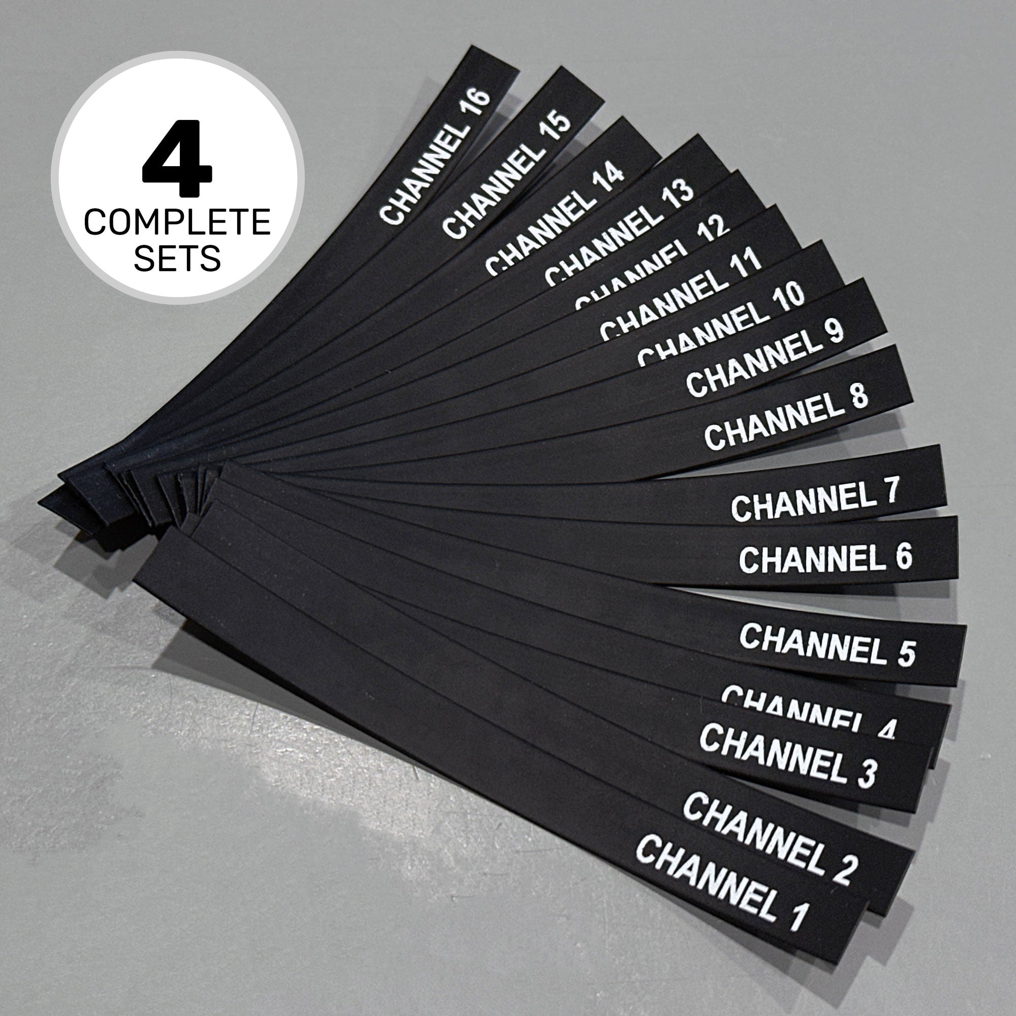 Performance Audio 3/16" Heat Shrink Extra Long 4" Snake Channels Wire Marker Set (1-16, 4 of Each)