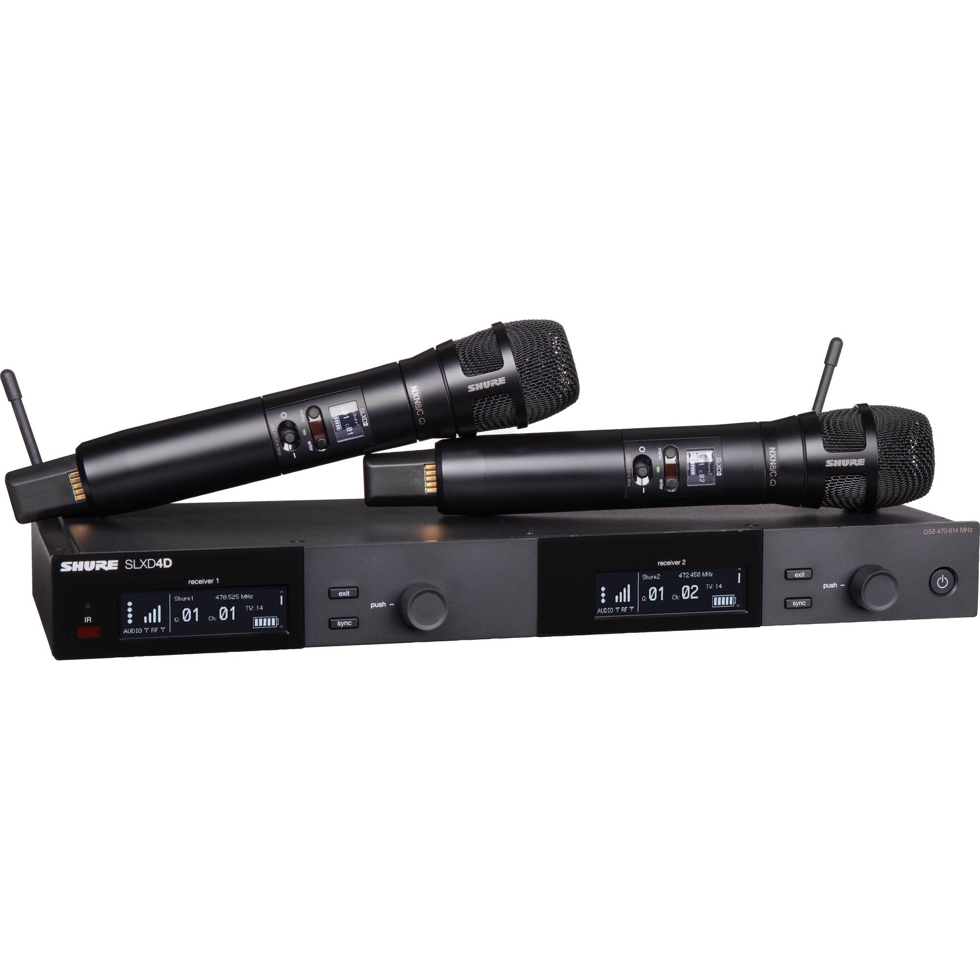 Shure SLXD24D/N8CB 2-Channel Digital Wireless Nexadyne 8/C Handheld Mic System (H55: 514-558 MHz)